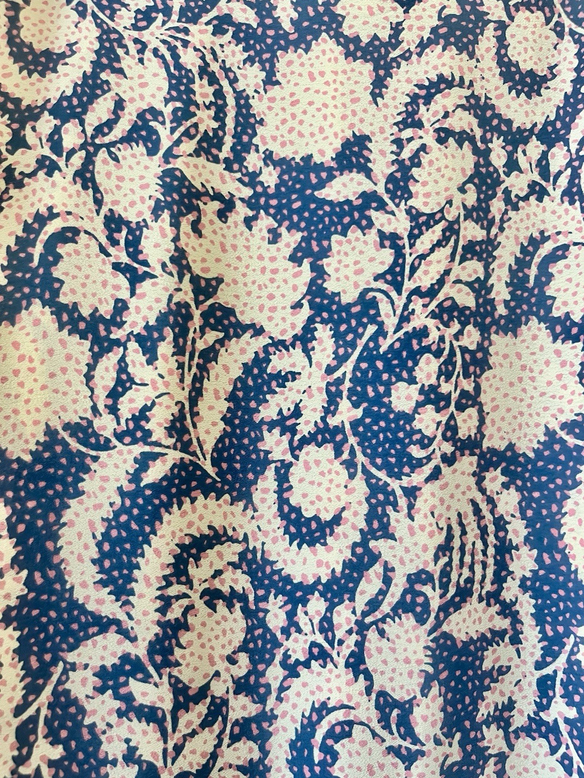White Stuff Blue White Pink Paisley Floral Print Midi Skirt Frill Hem Size 10
