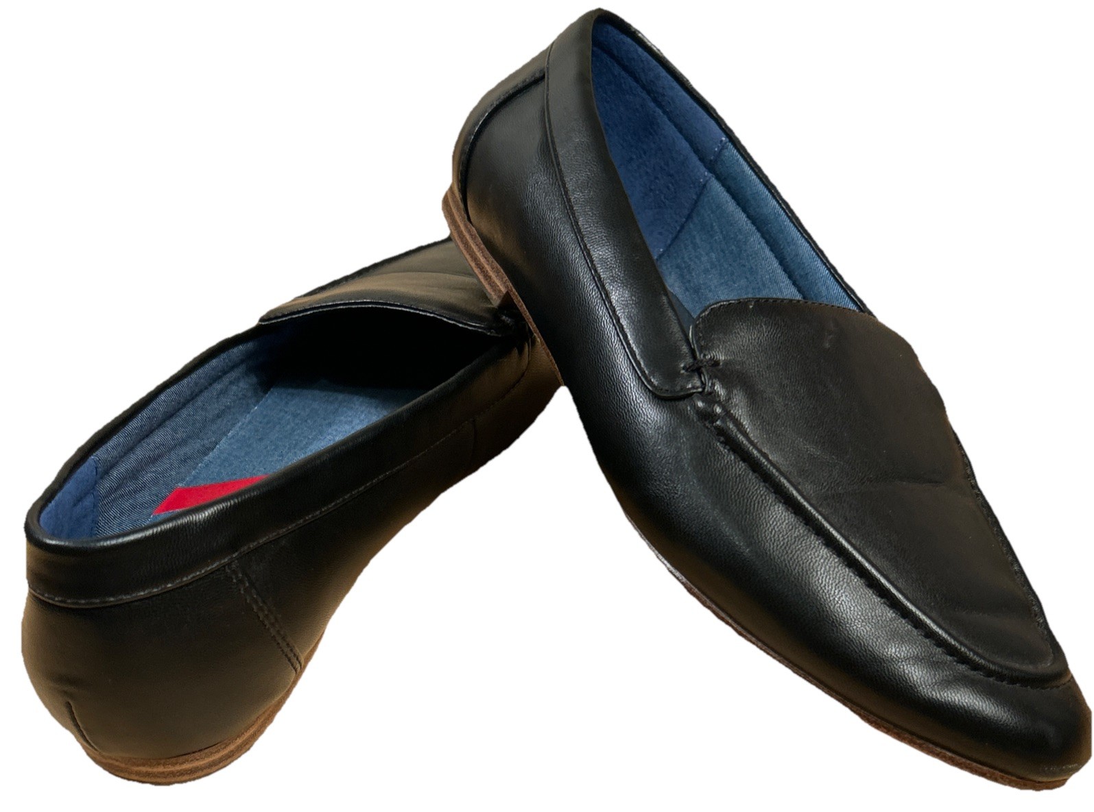 Ralph Lauren Black Slip-On Flat Loafers Shoes Size 8 M Almond Toe Chaps Eva