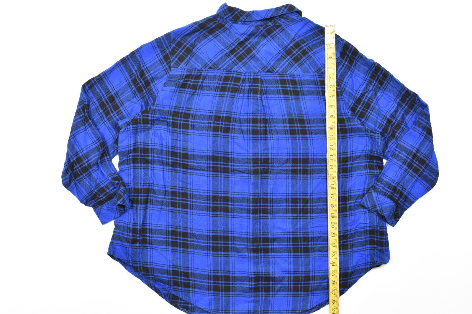 Torrid Plus Size 3 Blue Plaid Flannel Button Up Shirt Cage Strappy Shoulder