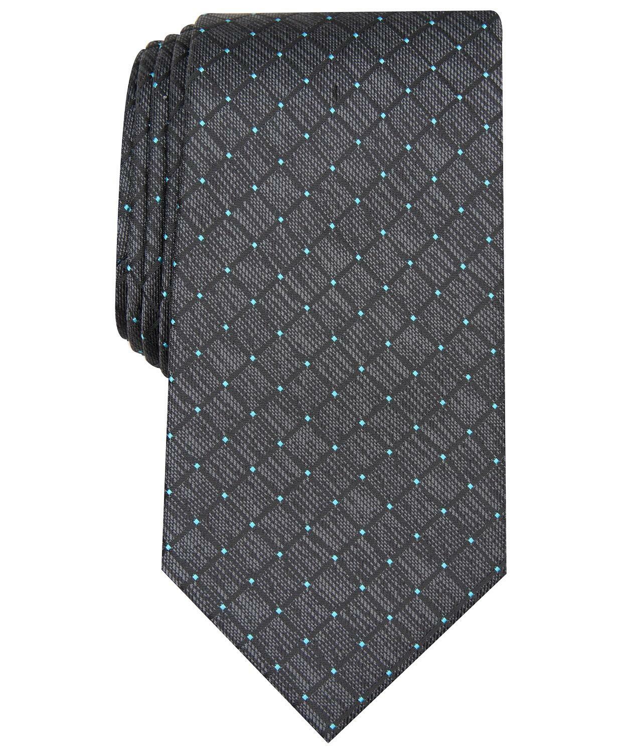 Perry Ellis Men’s Meira Classic Grid Dot Tie, Black, 3-1/8″ Wide