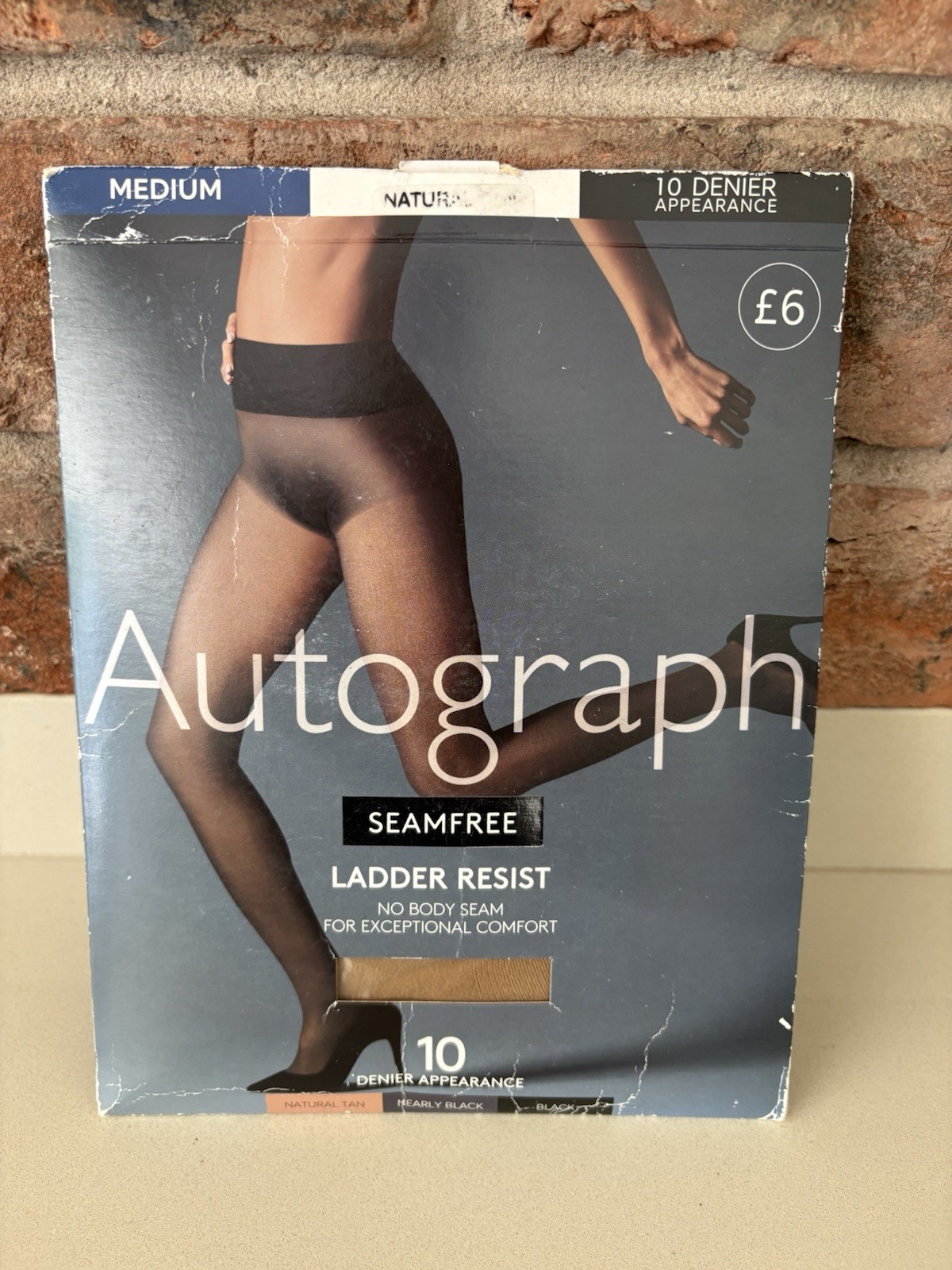 Autograph Seamfree Ladder Resist Natural Tan 10 Denier Medium Bnwt