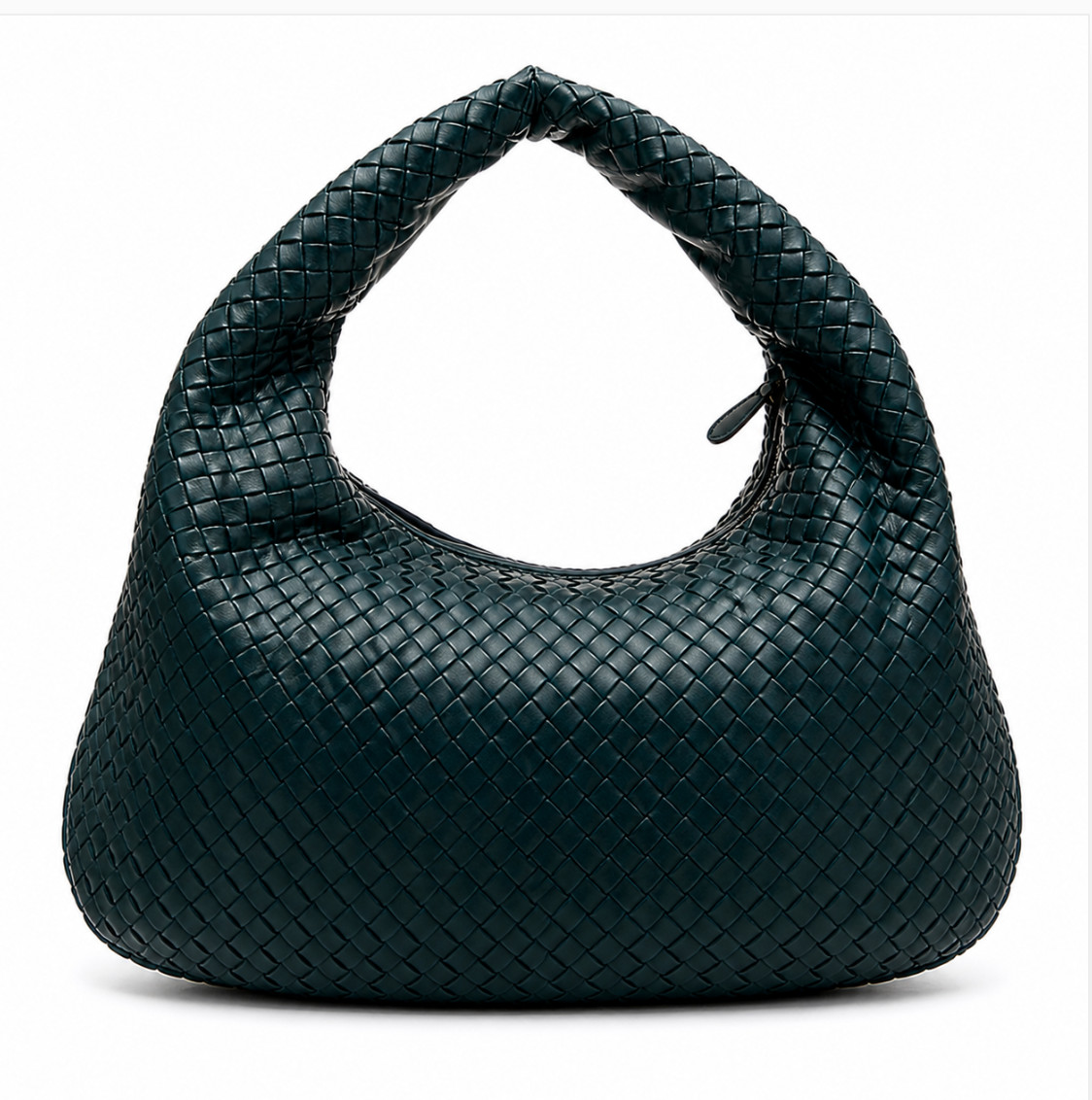 Bottega Veneta Intrecciato Small Veneta Hobo Dark Green Leather w/ Mirror Italy