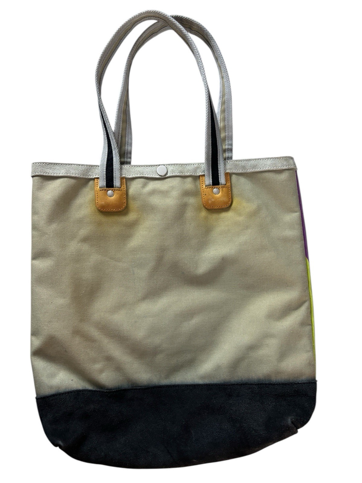 MSPC master-piece Tote Bag Multicolor Stripe Canvas/Suede