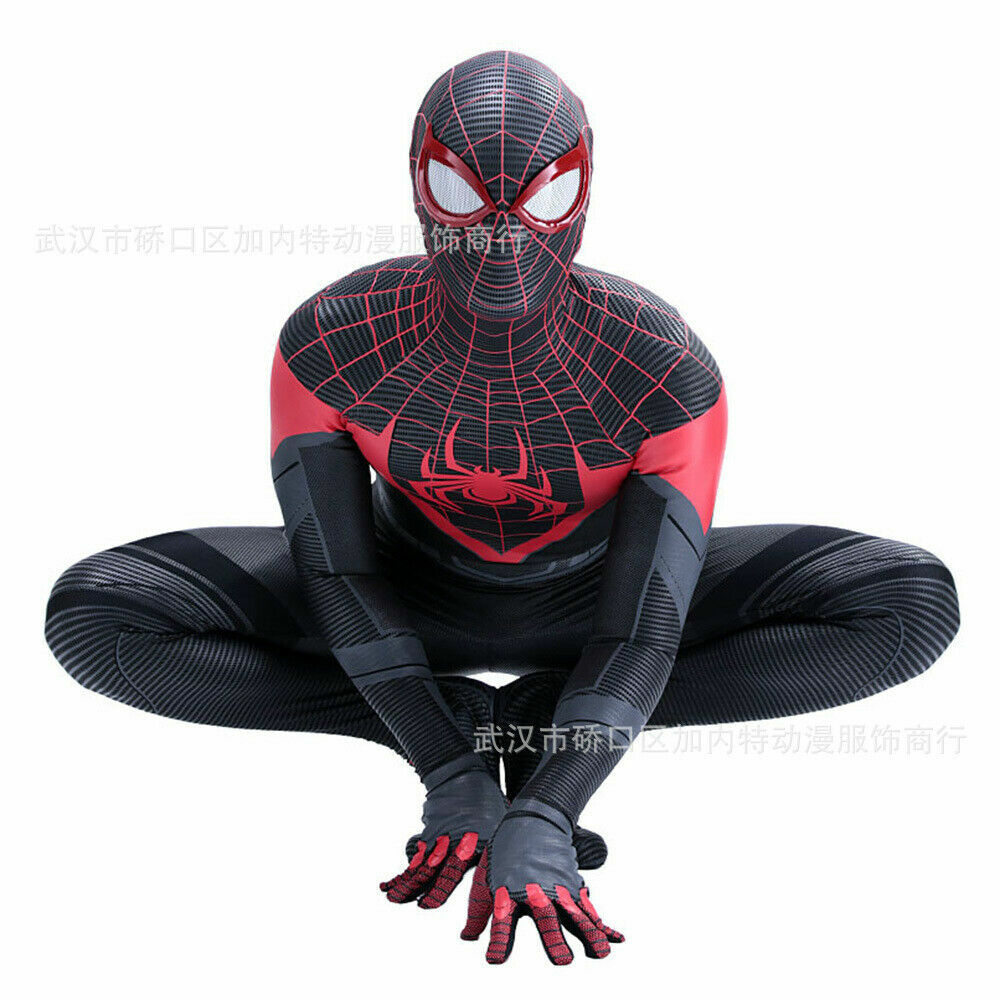 2021 Miles Morales Spiderman Jumpsuit Spider-Man Cosplay Costume Halloween Props