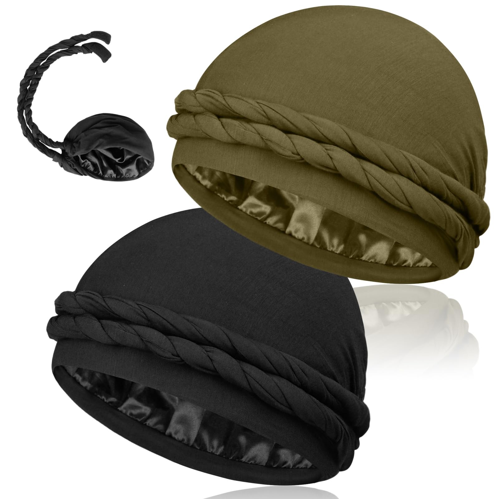 MLTUAGE 2 Pcs Upgraded Satin Lined Turban Silky Head Wraps for Men, Mens Turb…
