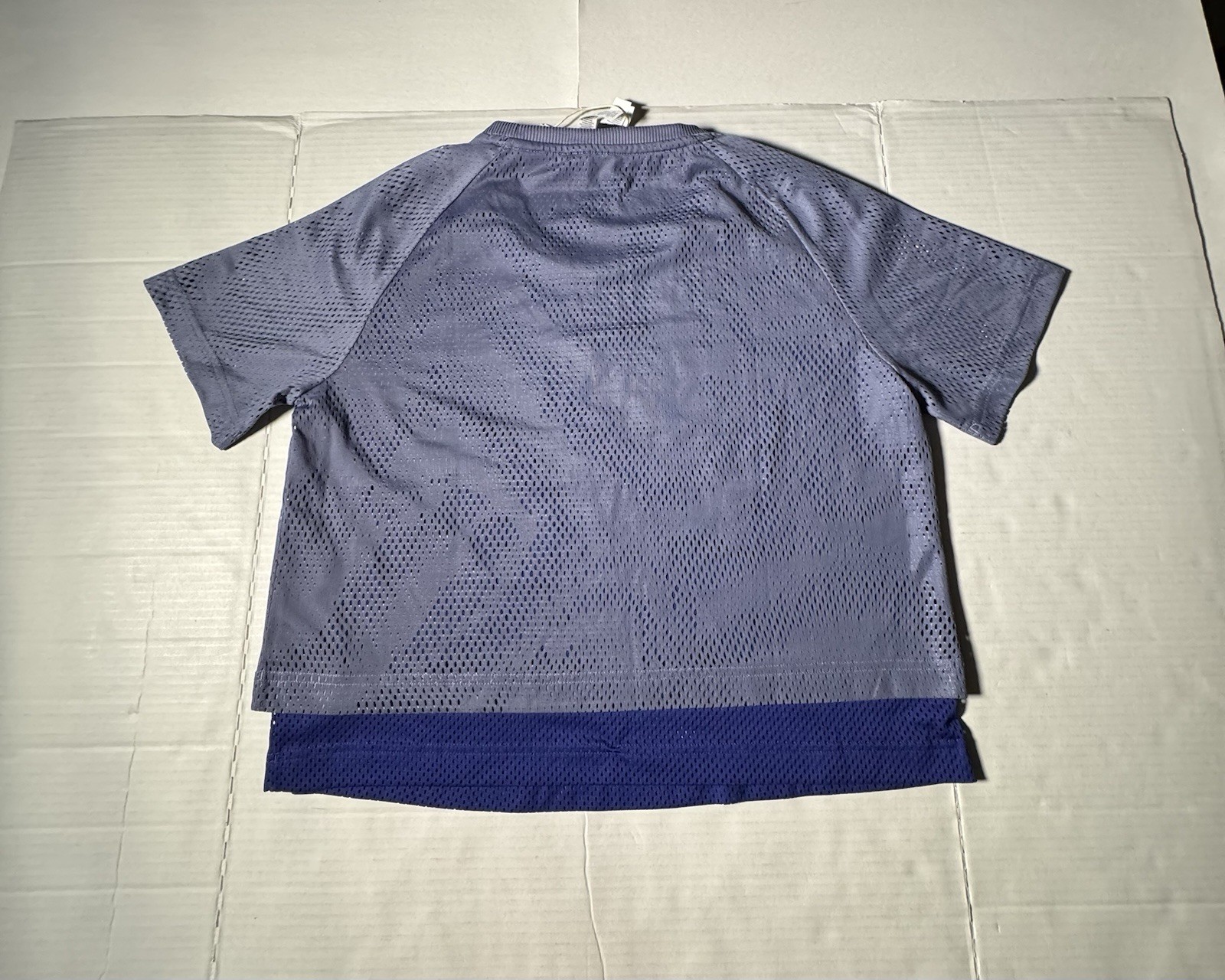 Pre Owned Excellent Adidas Mesh Crop Top Jersey 2 Layer Lavender Royal Blue Sz M