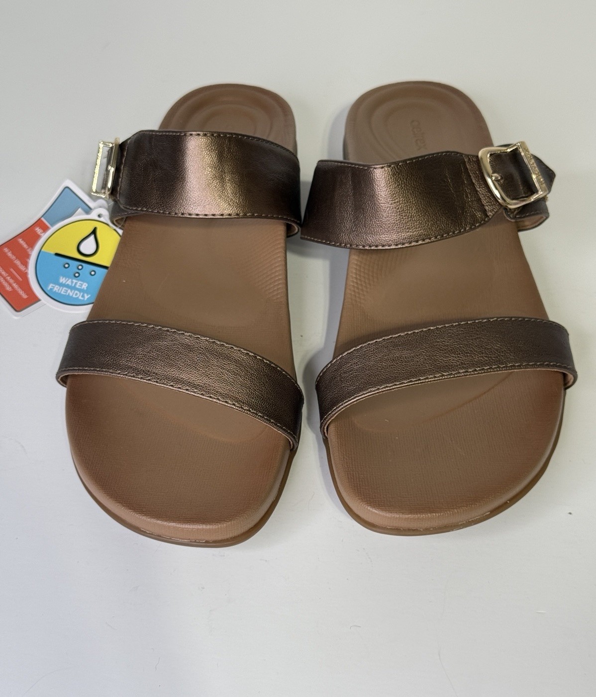 Aetrex Mimi Slide Sandals Womens Orthotic Metallic Bronze AE214W Brown Size 8.5