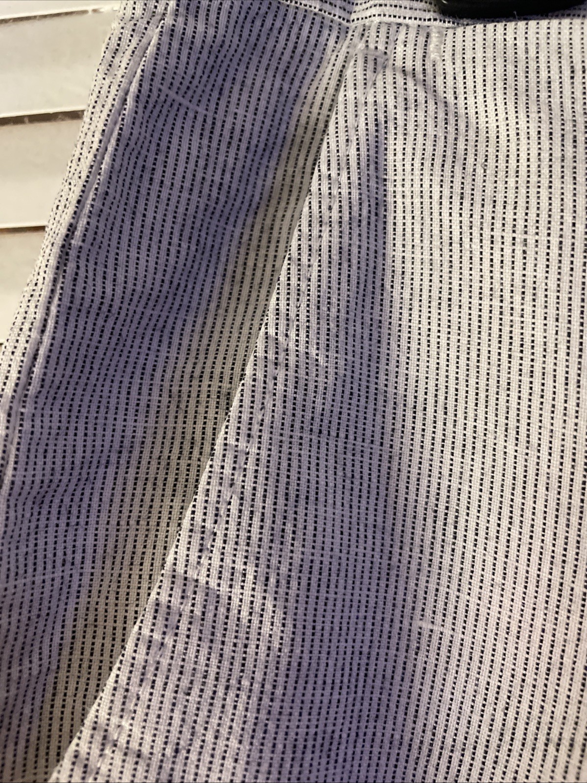 J.Crew Slim Bowery Pant Mens 30×30 WhiteBlue Stripe Linen Cotton Flat Front