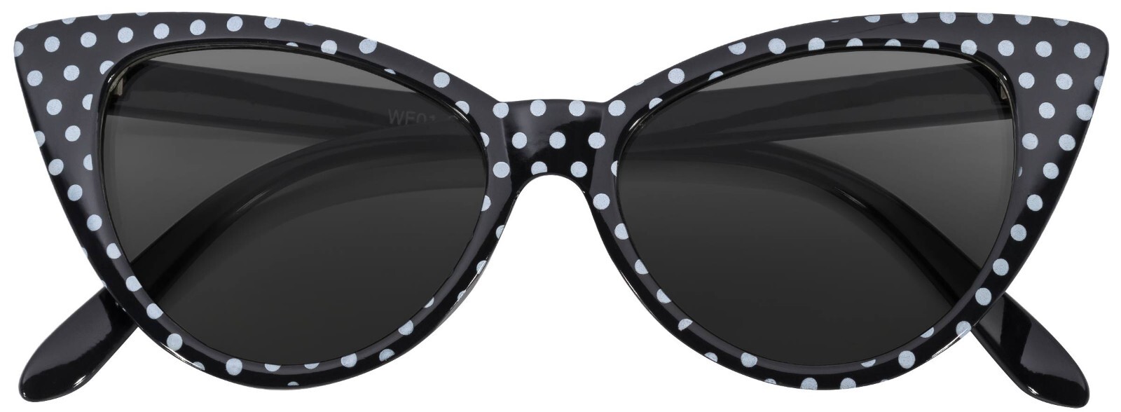 BLACK CAT EYE WHITE POLKA DOTS SUNGLASSES DARK GREY SMOKE LENS WOMEN UV400