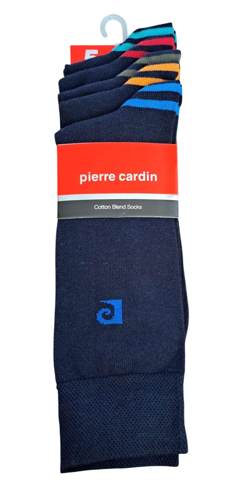 PIERRE CARDIN | Mens Navy Blue 5 PAIRS Tipped Socks | One Size UK 7-11 EU 40-46