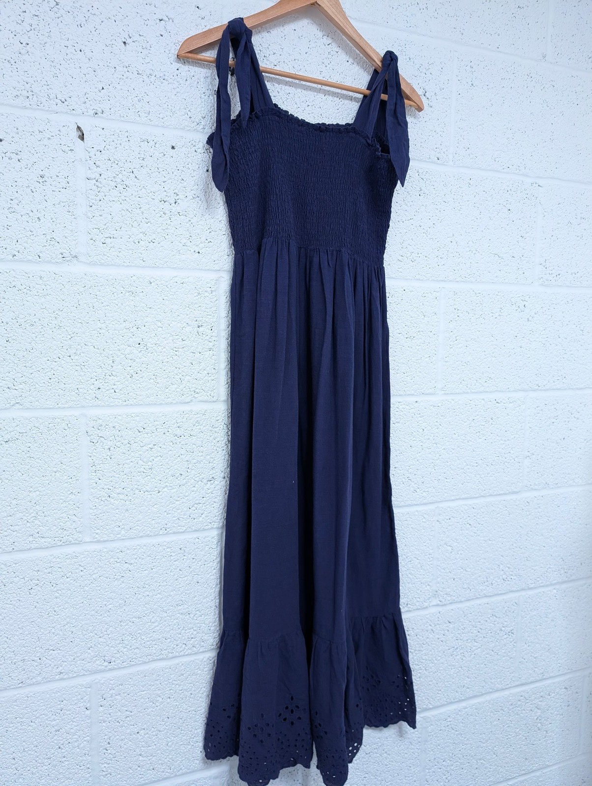 Accessorize 100% Cotton Midi Dress Purple/Navy Stretch Summer Holiday M UK 12-14