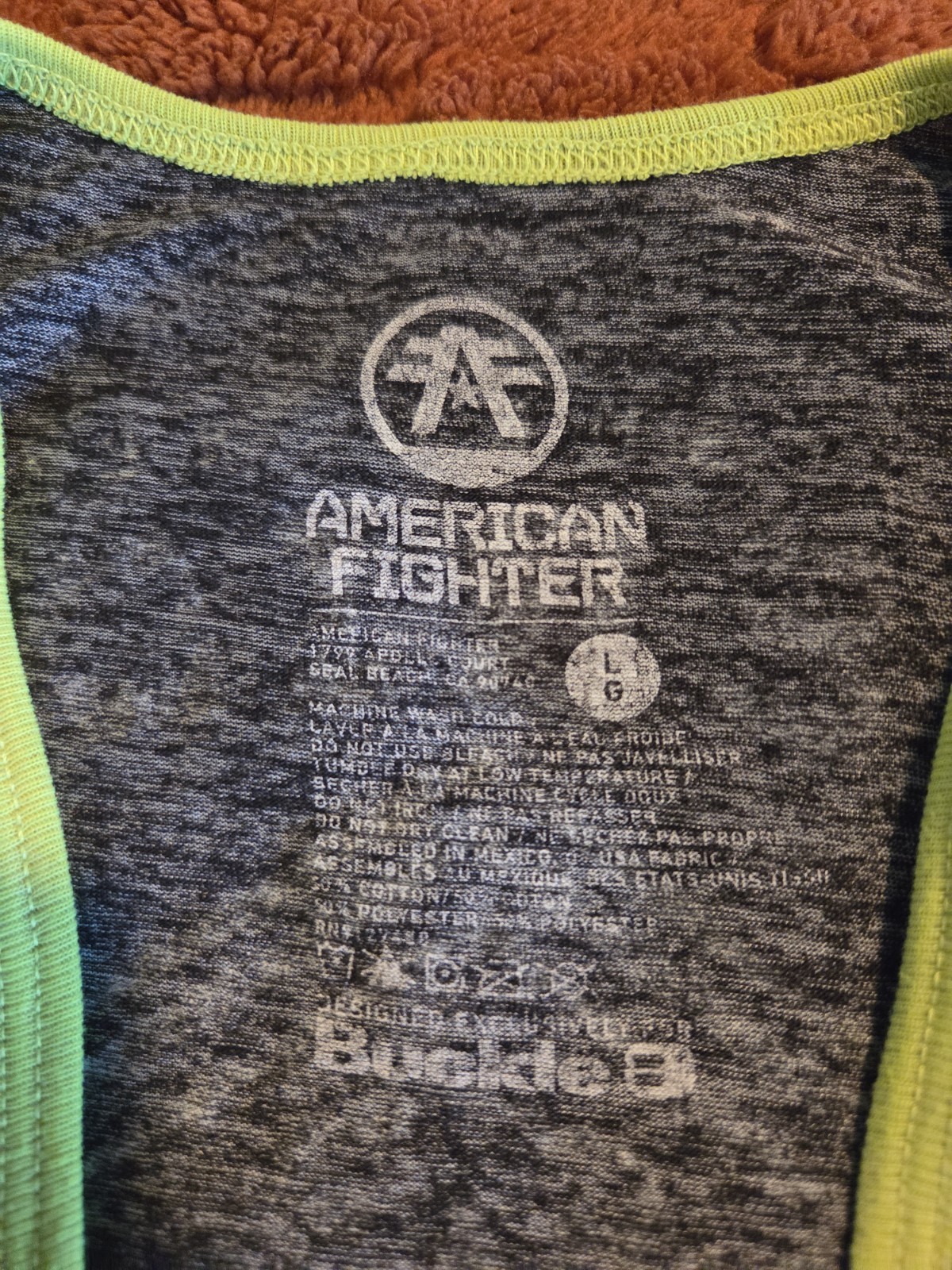 American Fighter Tank Top – Gray Neon Green Yellow – Size Large