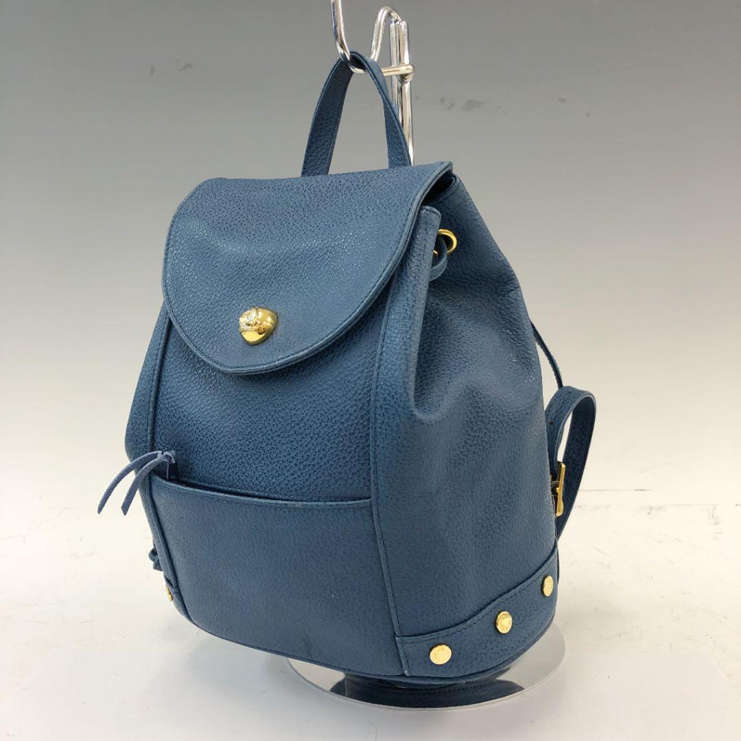 LANVIN Woman’s backpack Leather Ladies Blue height 9.8in width 8.6in depth 3.9in