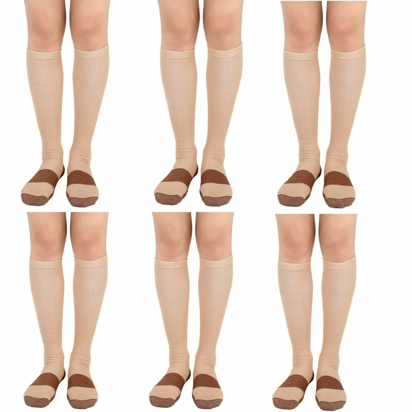 5 Pairs Copper Compression Socks 20-30mmHg Graduated Support Men Women S-XXL