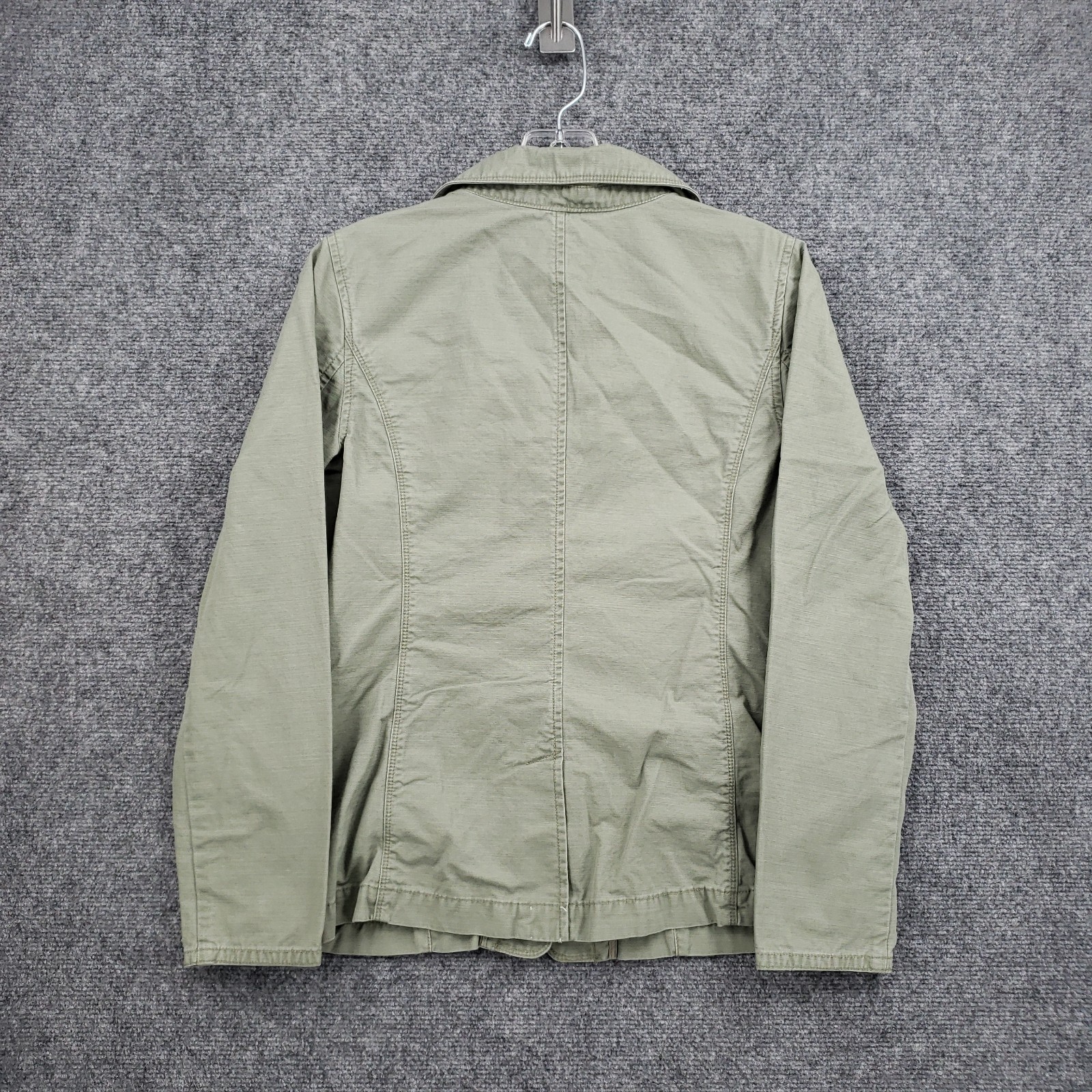 Talbots Military Utility Safari Jacket Womens Small Green Cotton Button Field