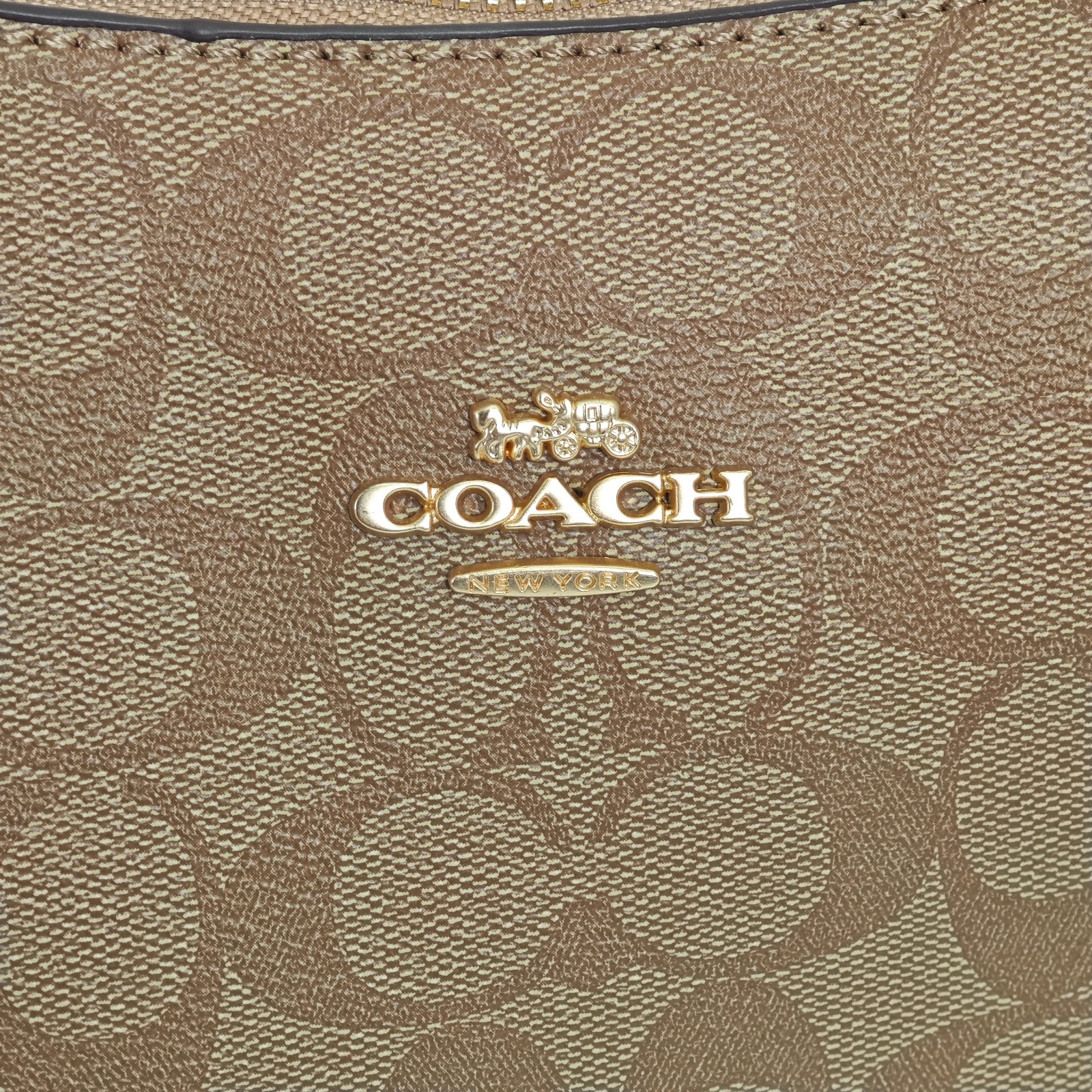 Coach Teri Brown Signature Canvas Shoulder Bag Women Everyday Purse