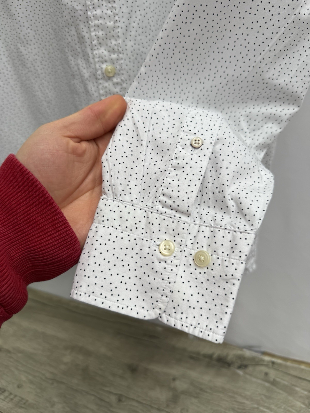 GANT Broadcloth Polka Dot Shirt Regular Fit Smart White Mens Large 41/42 16.5