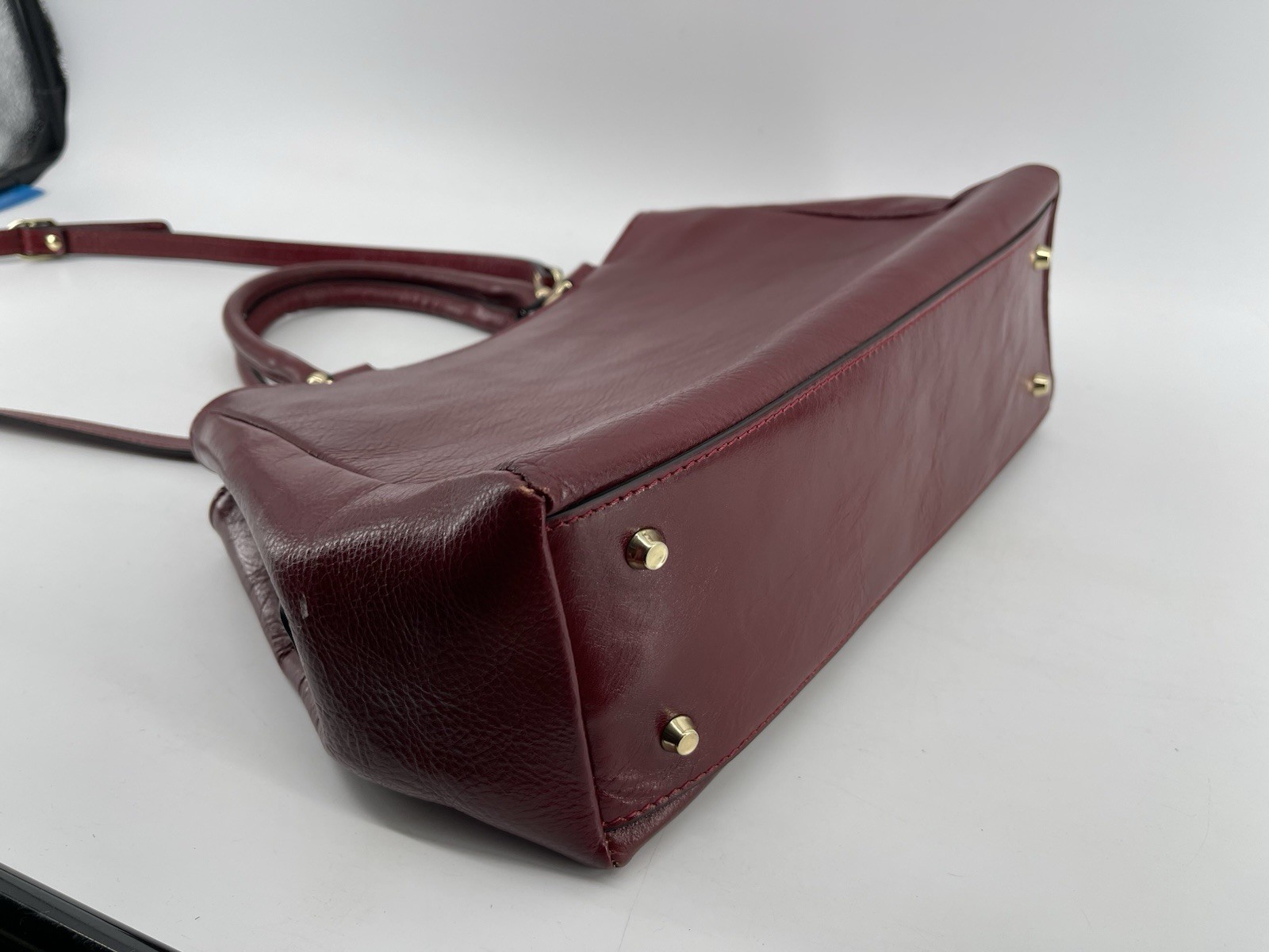 Divina Firenze Large Burgundy Red Leather Cross Body Shoulder Hand Bag Purse