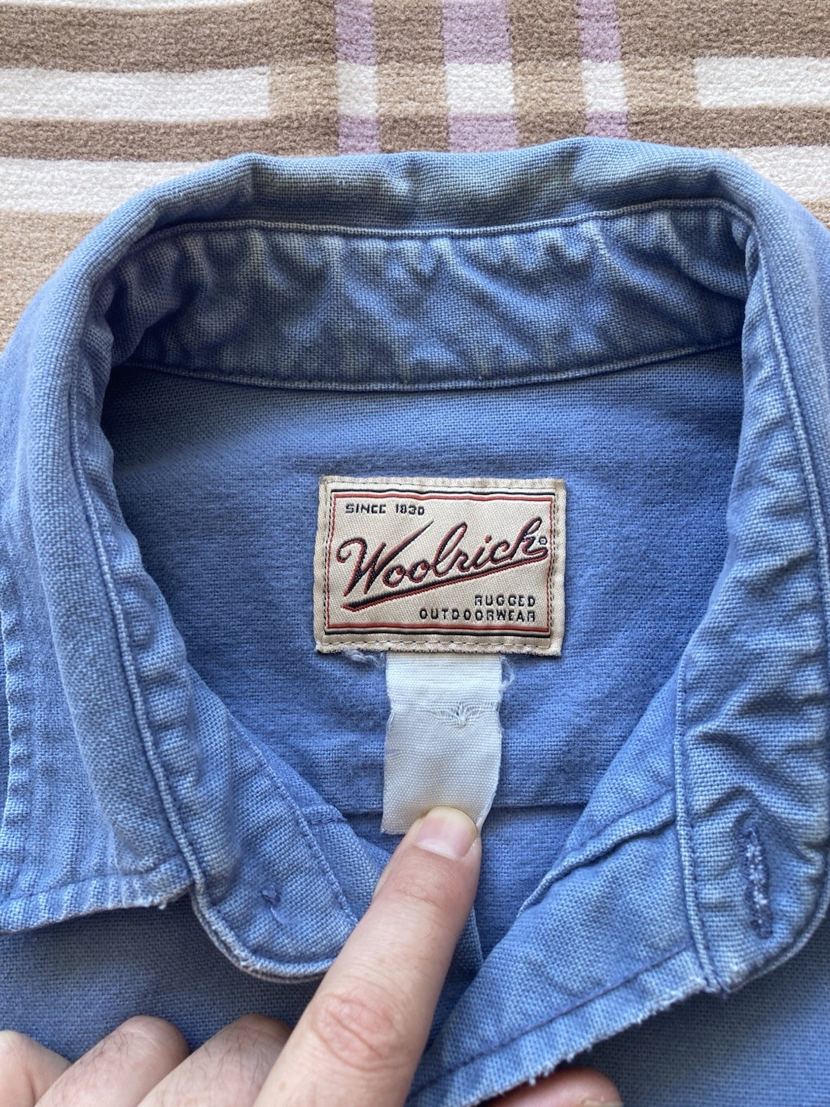 Vintage Woolrich Cotton Chamois Large Long Sleeve Made in USA Rugged Outdoor