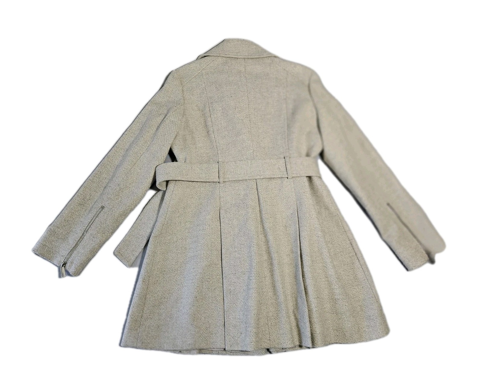 Kenneth Cole Trench Cream Belted Mid Length Classic Coat NWOT Size L