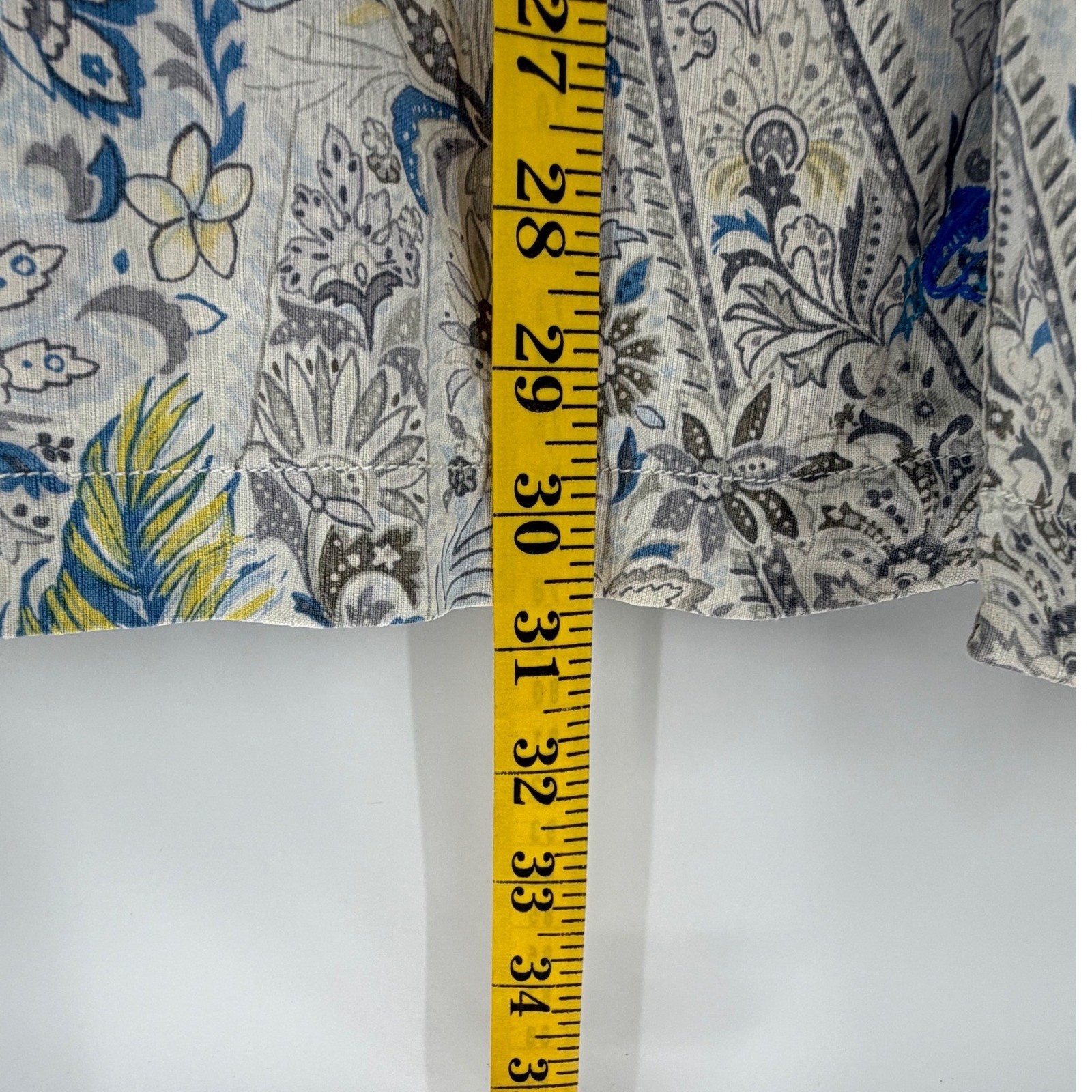 Tommy Bahama Mens 100% Silk Paisley Floral Camp Shirt Blue Tan L 161-T313615
