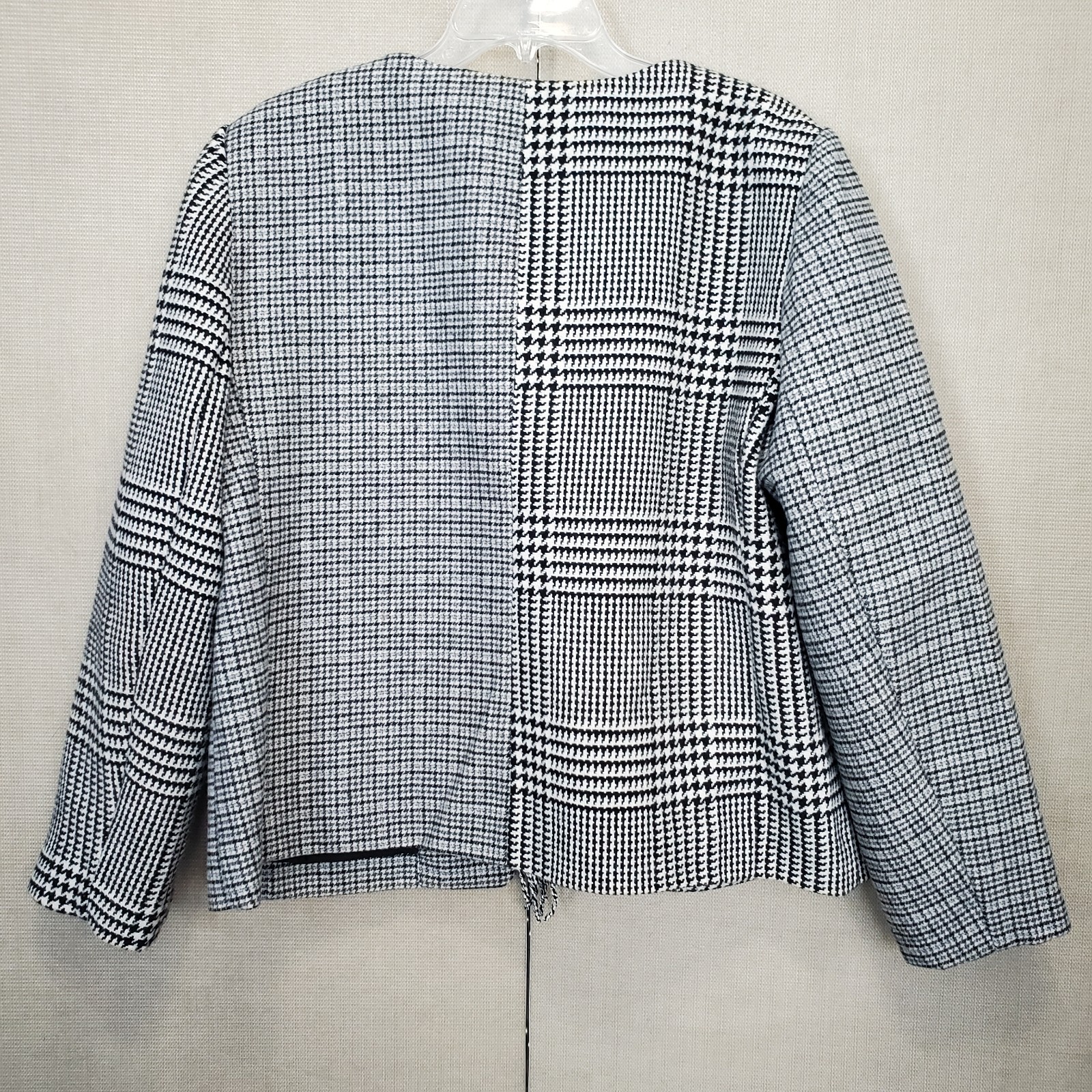 Chico’s Mixed Tweed Fringed Woold Blend Open Front Lined Jacket Size 3.5 (18)