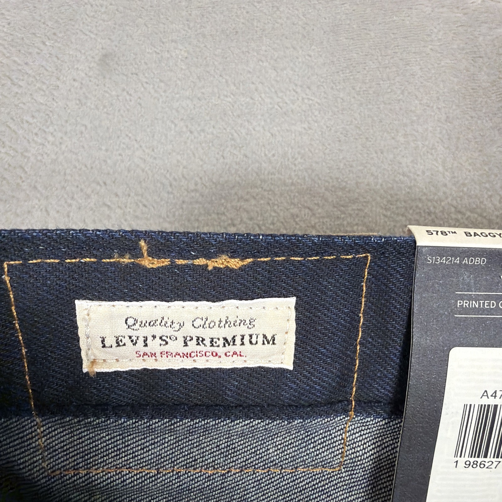 Levi’s Premium 578 Baggy Coated Denim Jeans Men’s Size 34×30 Blue Cotton Y2K