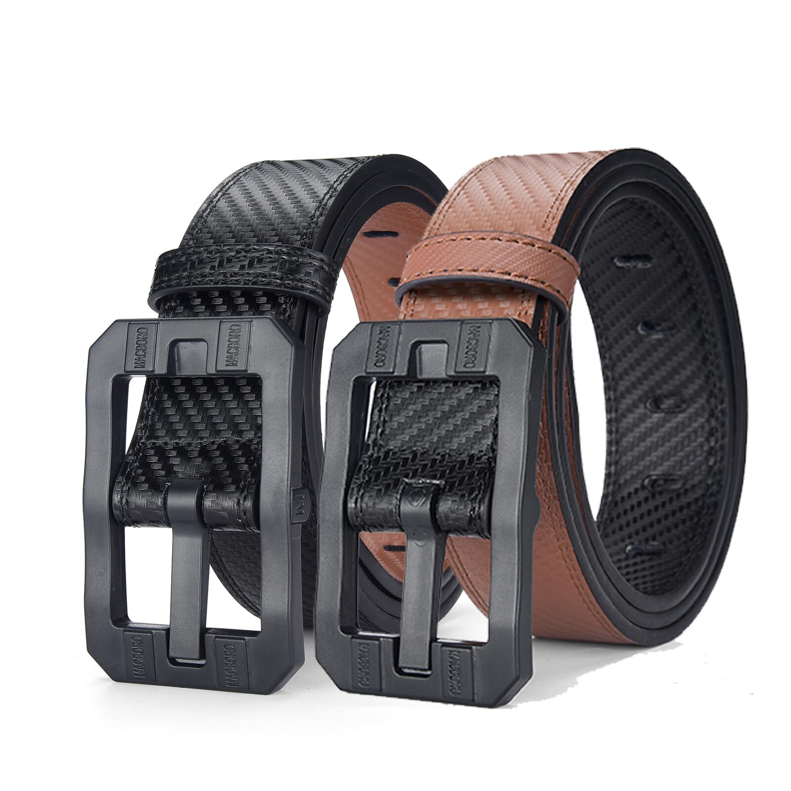 Big Buckle Reversible Leather Belt | TSA Approved, Hypoallergenic, Non-Metal