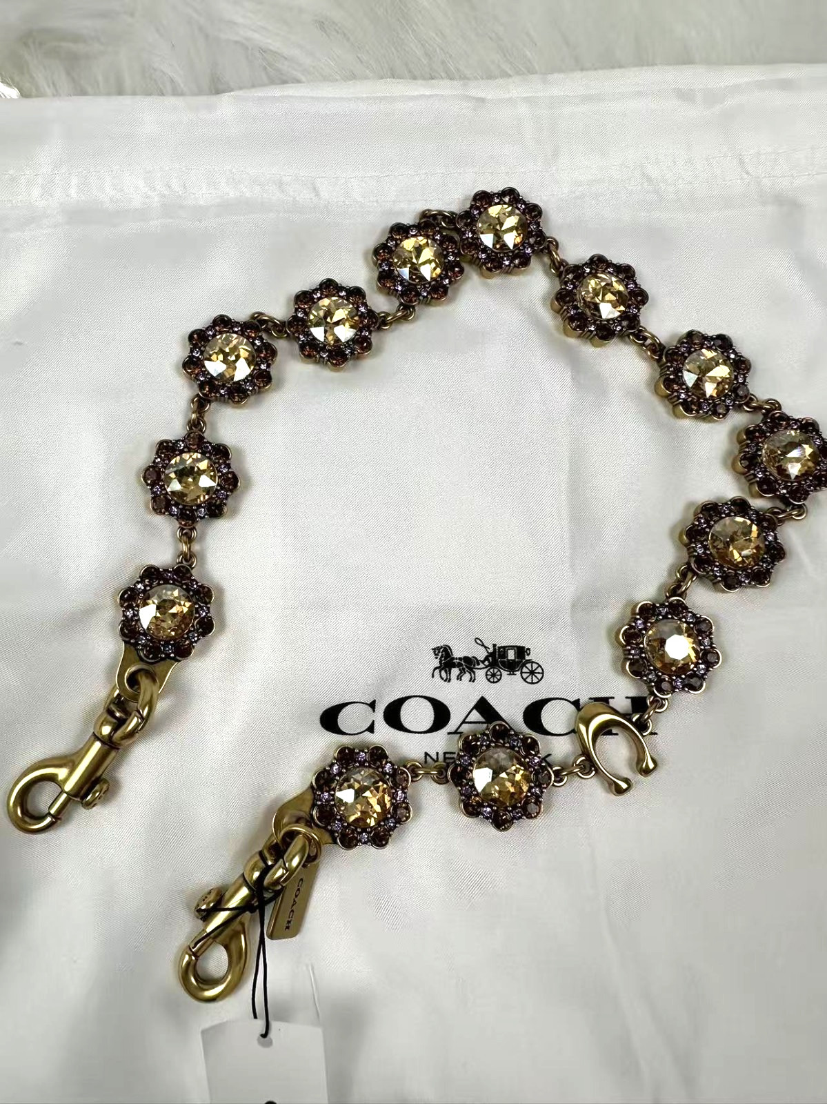 Coach Short Jewelry Chain Strap In Brass/Yellow Multi CAU47 NWT