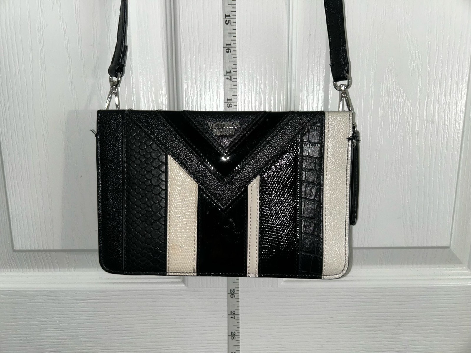 Victoria’s Secret Black and White Mixed Texture Crossbody Bag