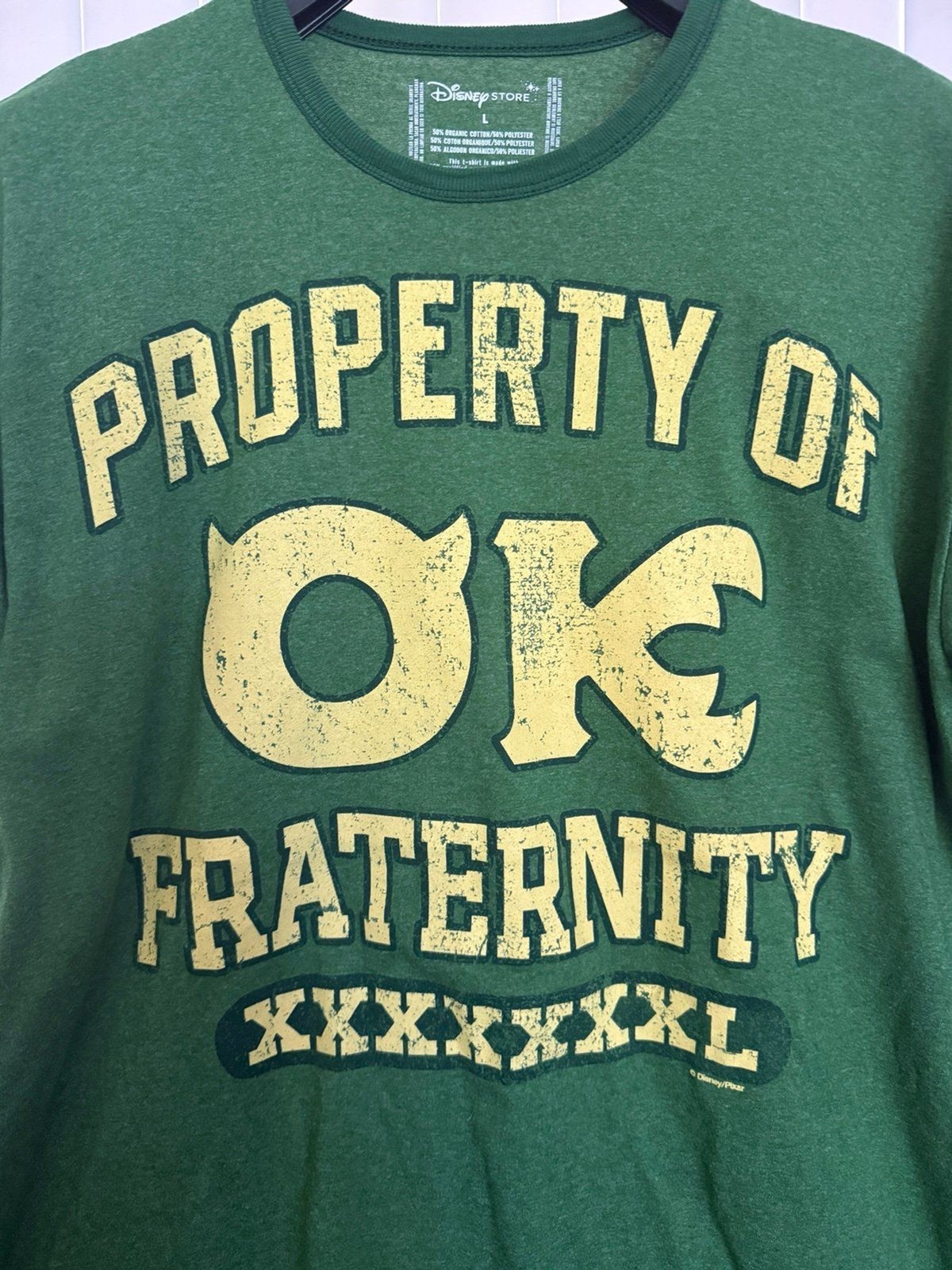Men’s Disney Store Monsters University OK Fraternity Green Shirt Size Large