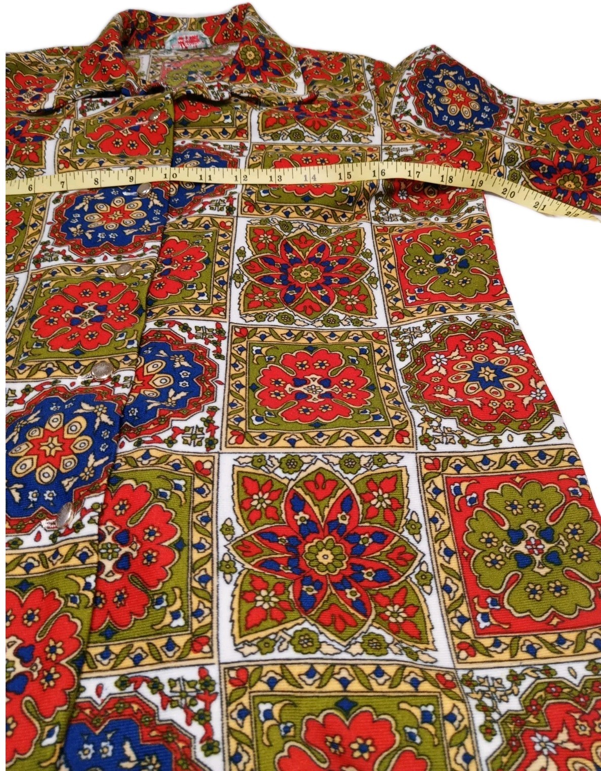 Vintage 70s Mod Floral Tapestry Button Front Shirt Women’s M Boho Retro Taiwan