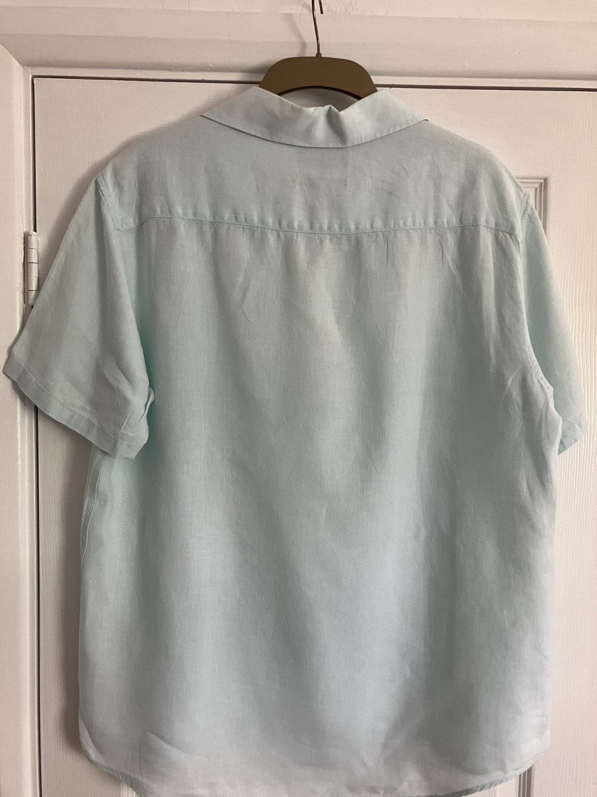 M&S Autograph 100% Linen Tunic Top M (38″-40″) Aqua Short Sleeve Blouse