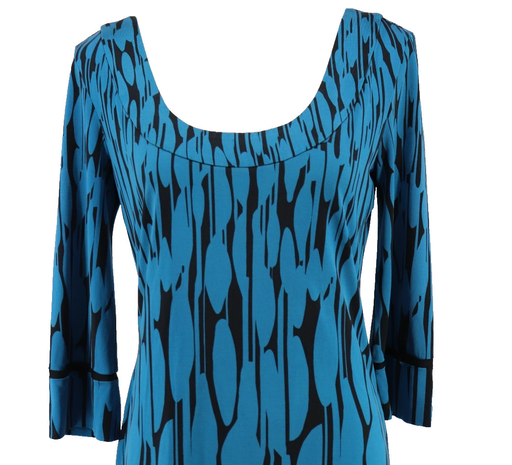 Diane Von Furstenberg All Silk Dress Sz Small Aggie Freedom Trail Mini Teal DVF