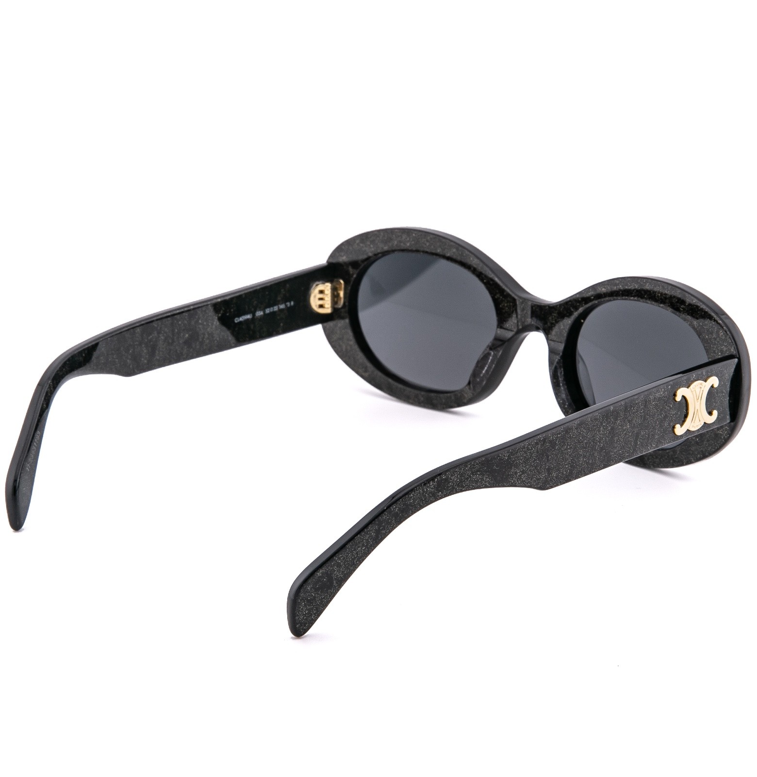 CELINE CL40194U 40194 TRIOMPHE Paris Black Glitter Logo Oval Unisex Sunglass 03A