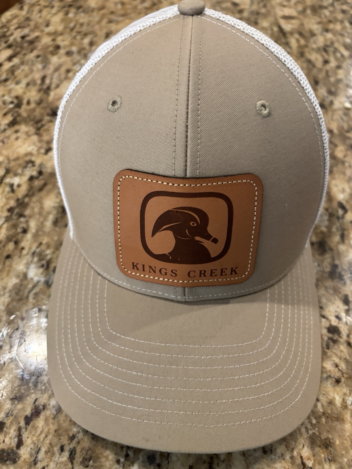 Kings Creek Trucker Hat, Mesh Back, Tan/Khaki & White, Men’s Cap