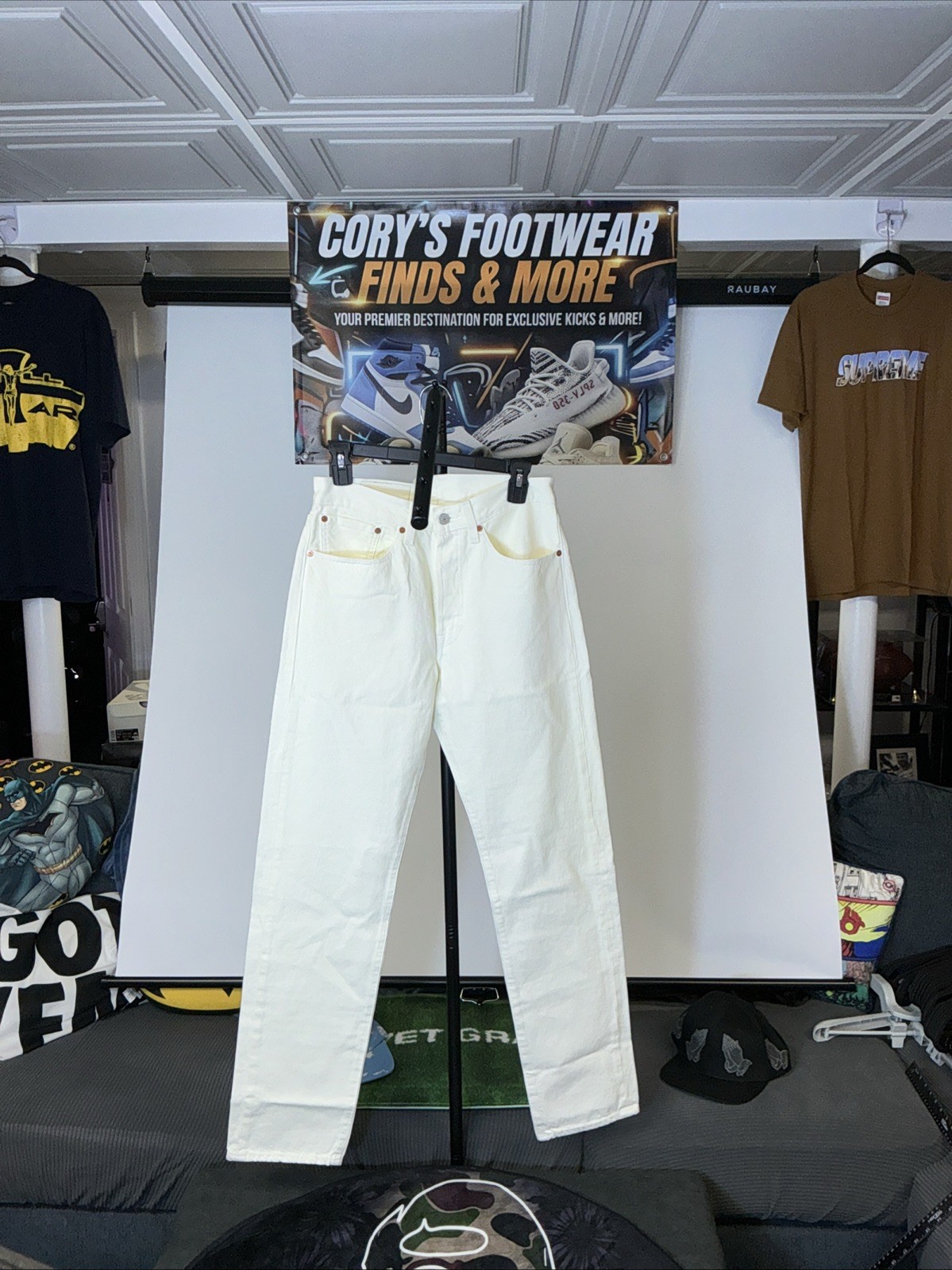 Levi’s 501 Denim Tears Collab White Straight Denim Jeans Button 31 W 32L