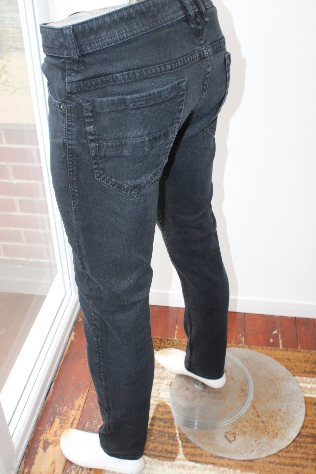 Diesel Thommer W32 L32 Jeans Black Slim Skinny Taper Stretch Tapered 32R Zip