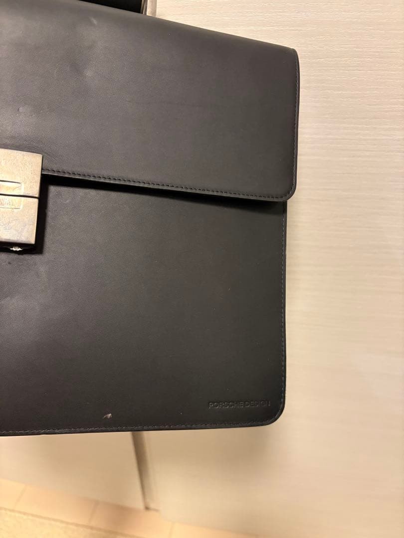 PORSCHE DESIGN Black Leather Briefcase Vintage Attache Case Archive Bag Mens