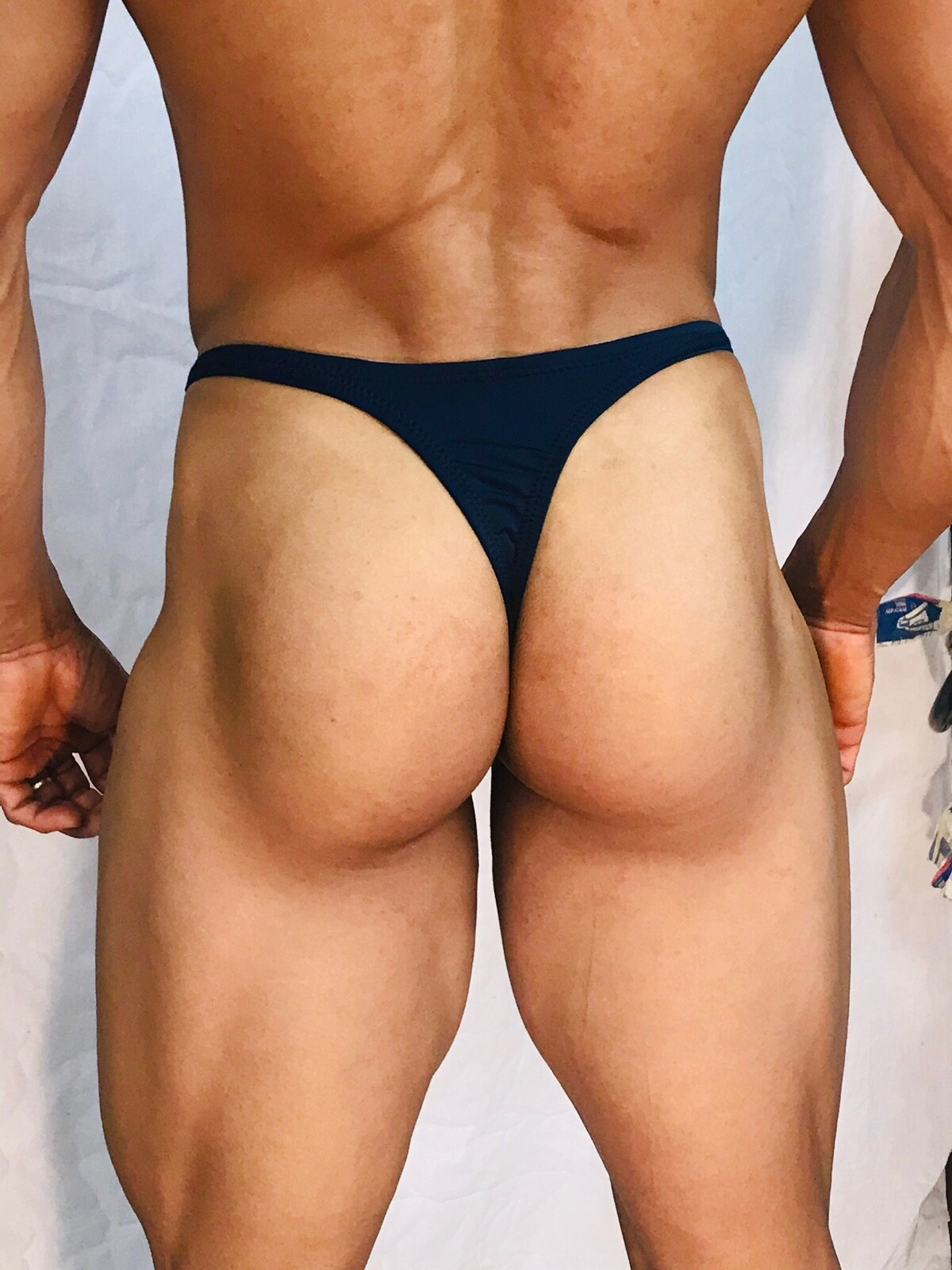 mens black spandex thong with seam/pouch front custom made to any size FreeShip