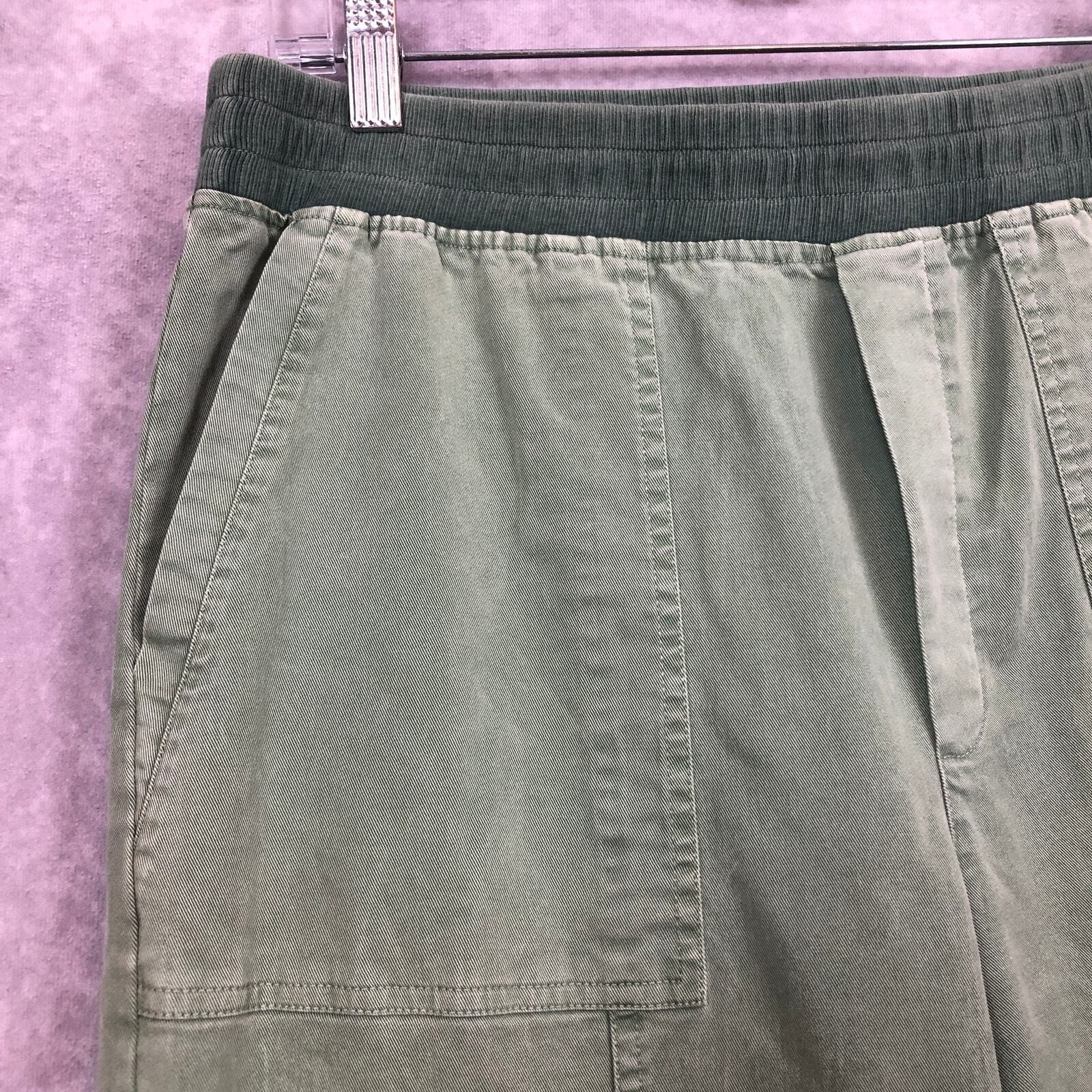 Soft Surroundings Medina Pants Roll Tab Hem Lyocell Cotton Blend Green Sz Medium