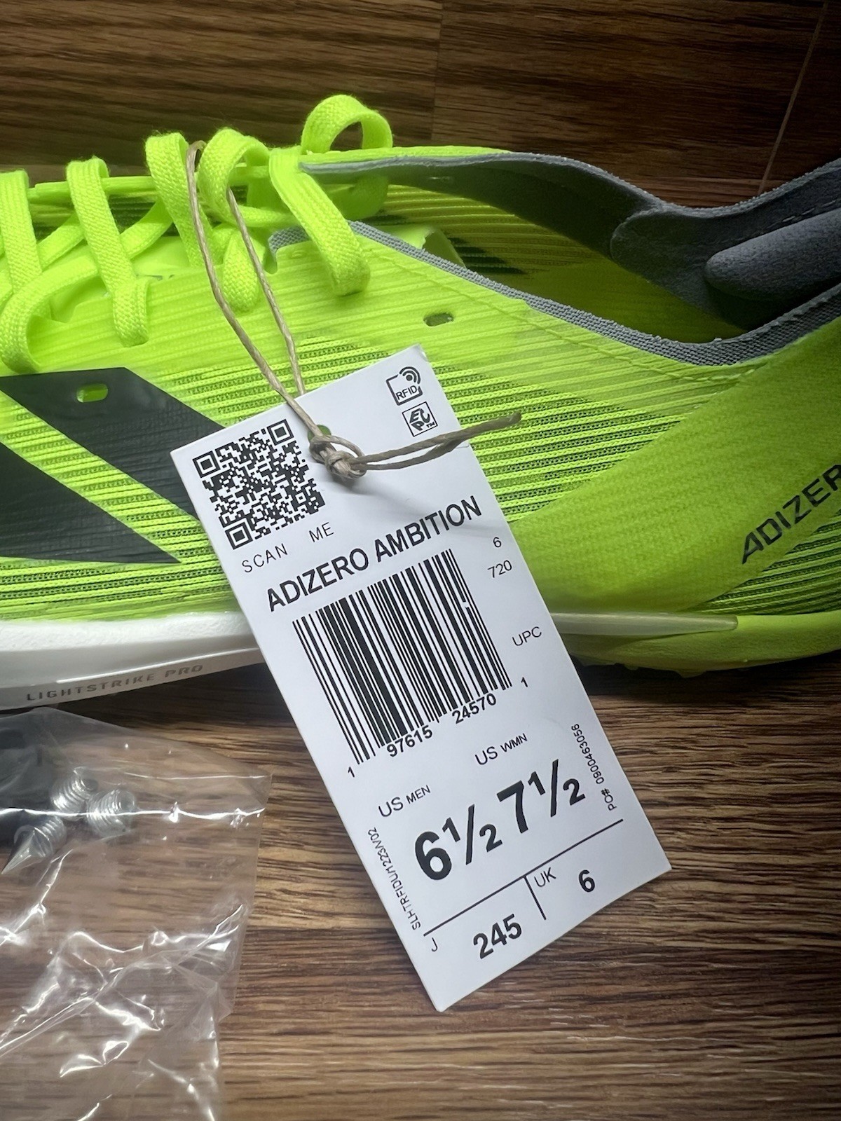 Adidas Adizero Ambition Lucid Lemon Black Track & Field IH5798 Mens Size 6.5 New