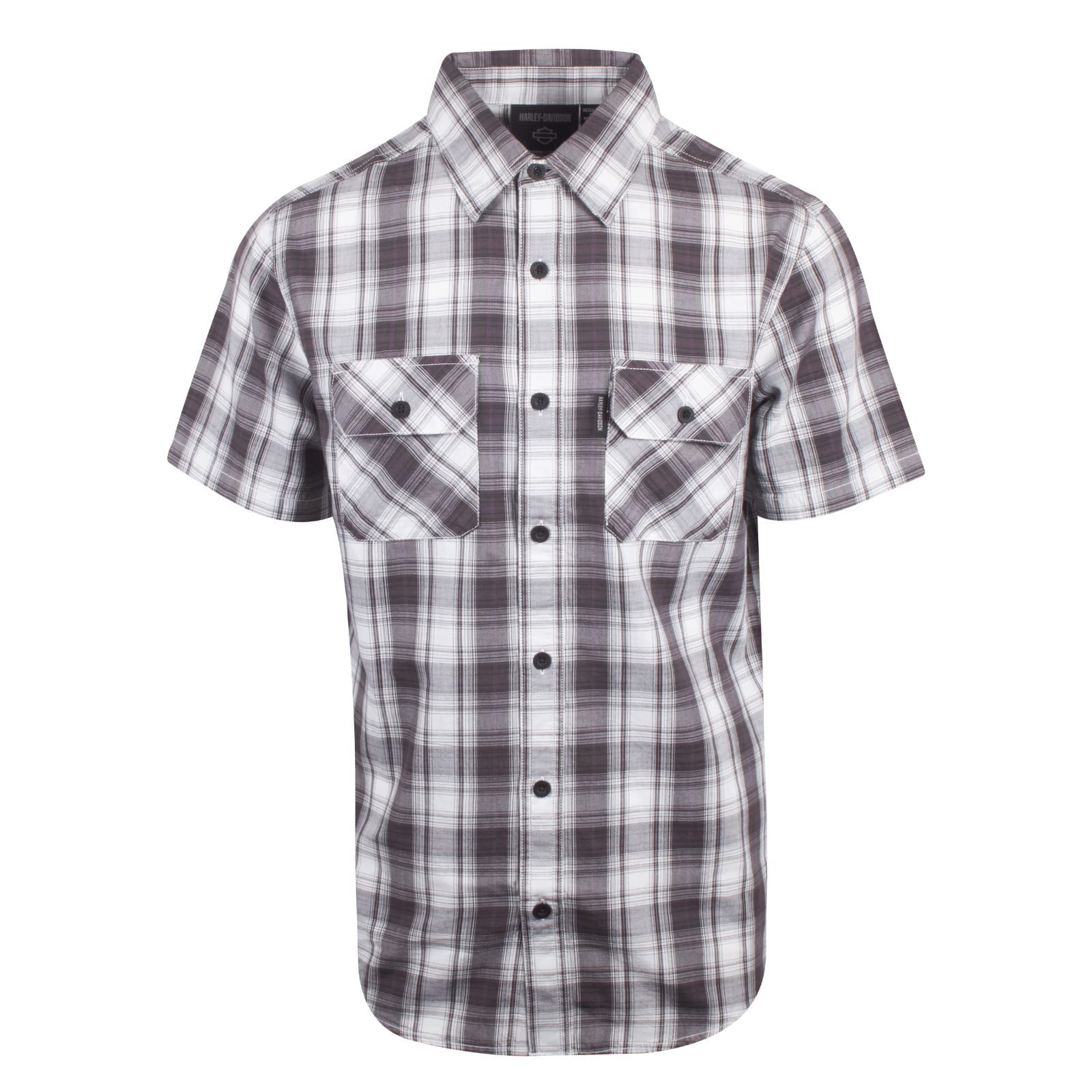 Harley-Davidson Men’s Ash Gray White Plaid Amplifier S/S Woven Shirt (S34)