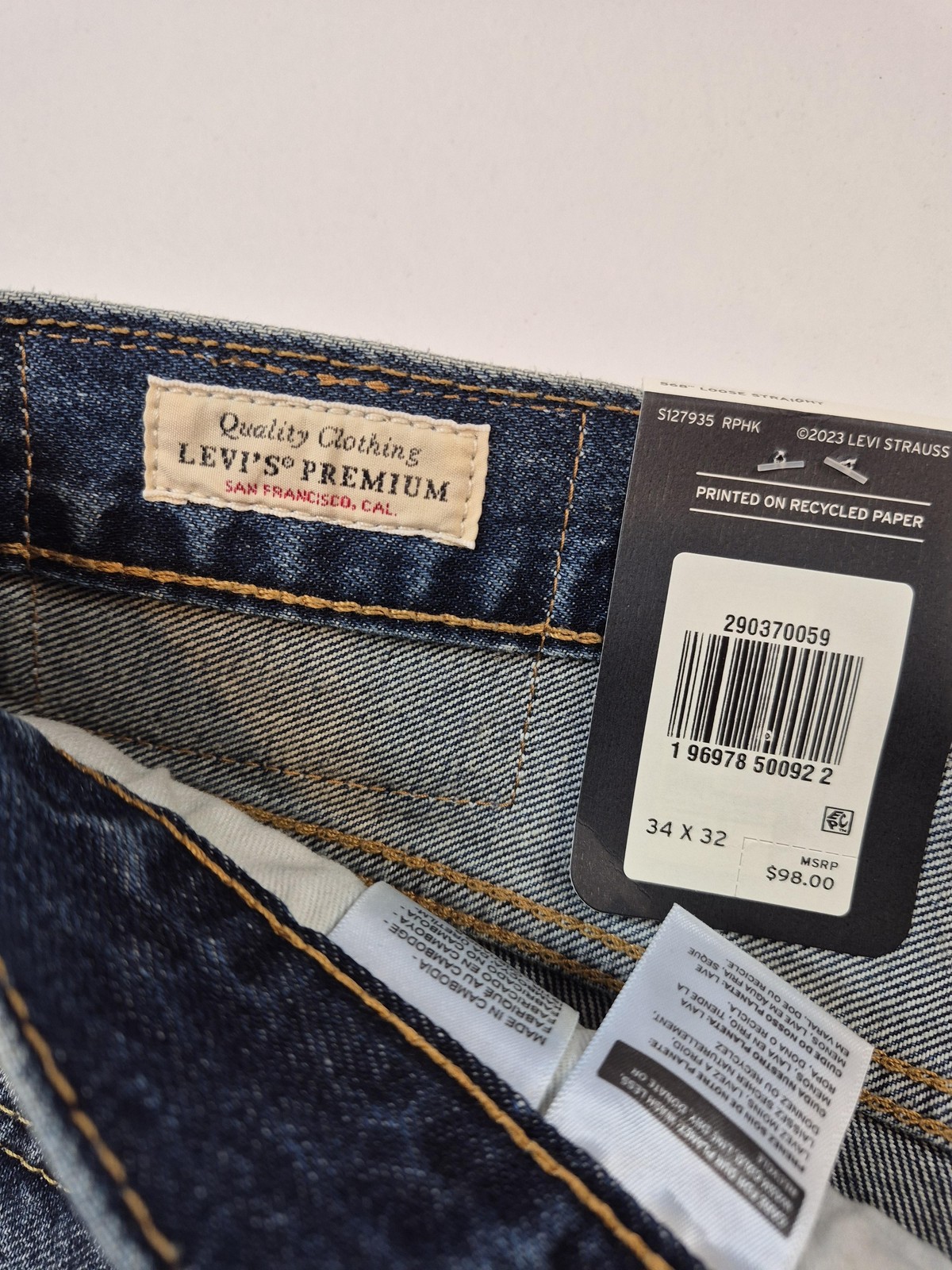 Levis Premium 568 Loose Straight 34×30 Blue Wash NWT Baggy Skater