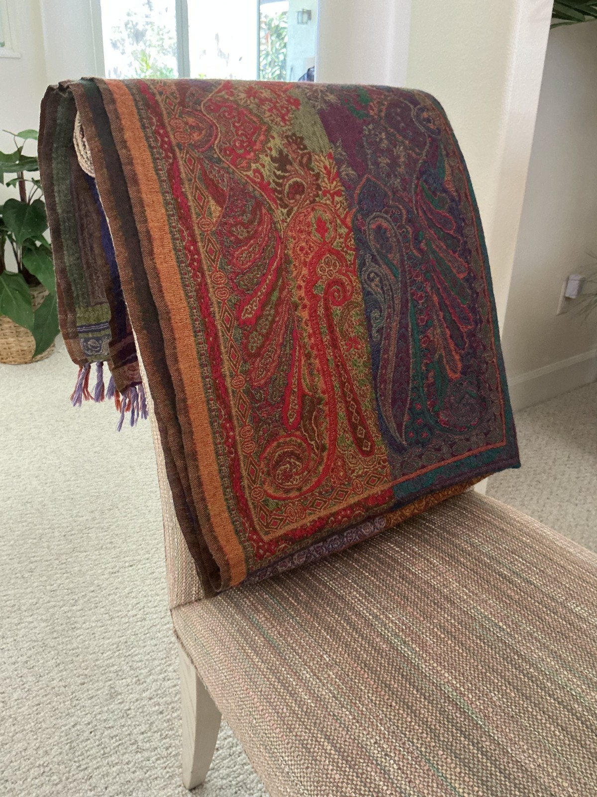 Moksha Fine Wovens 100% Pure New Wool 75″ Length x 36″ Width Throw / Pashmina