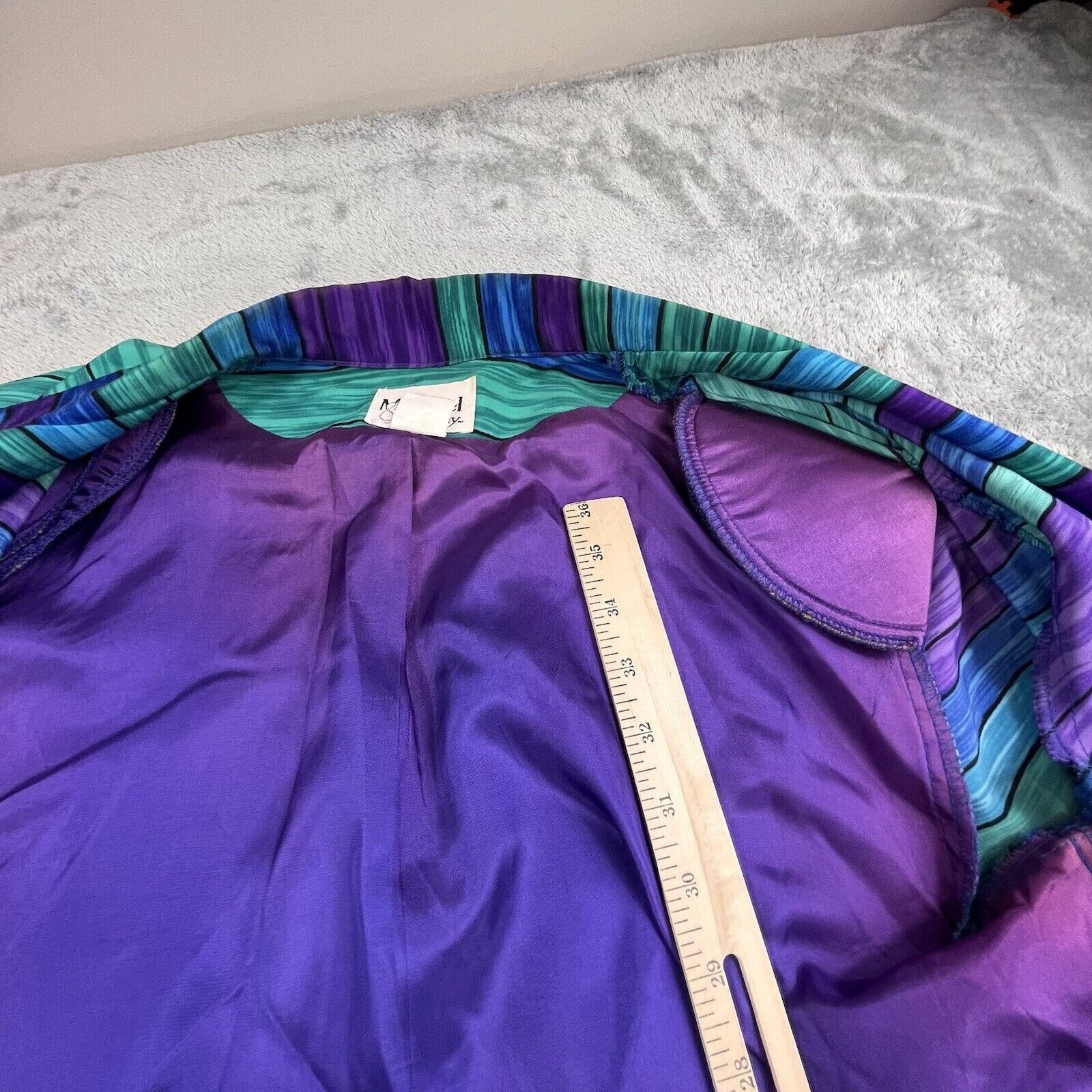 VTG Michael & Company Womens 8 ColorBlock Purple Rave Blouse Tunic USA Made BOHO