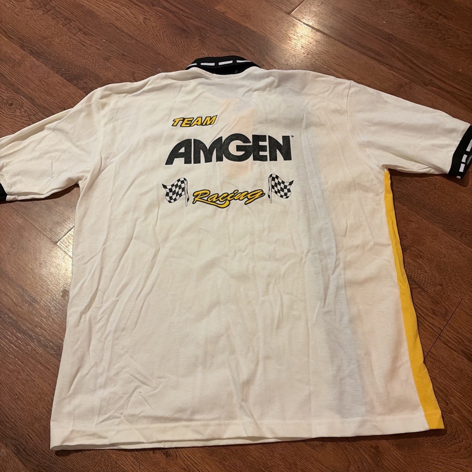 Speed Zone Race Gear Cigarette Racing Team Polo Shirt Mens XL White Yellow
