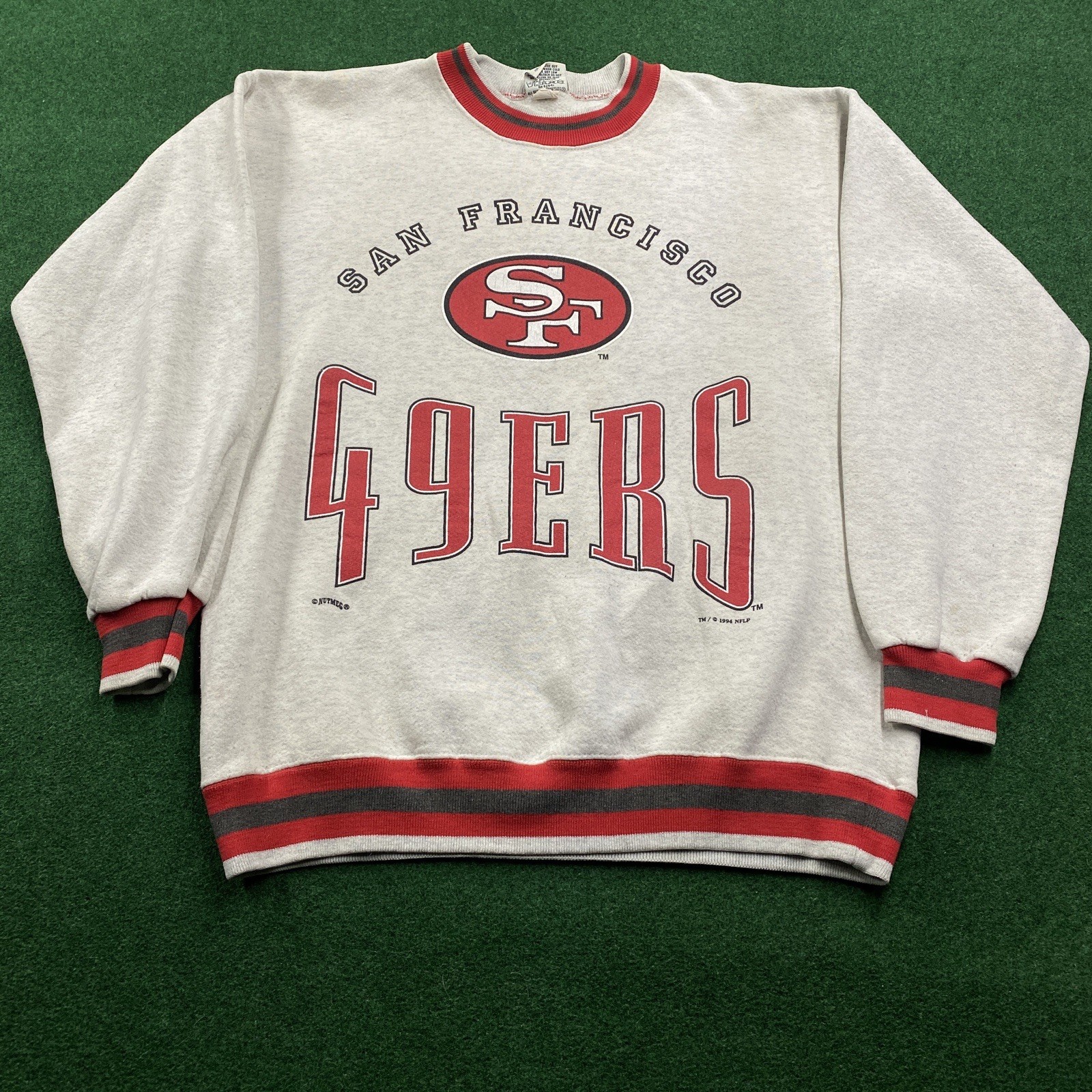 Vintage San Francisco 49ers Sweatshirt Mens L Gray 90S NUTMEG NFL Sweater USA