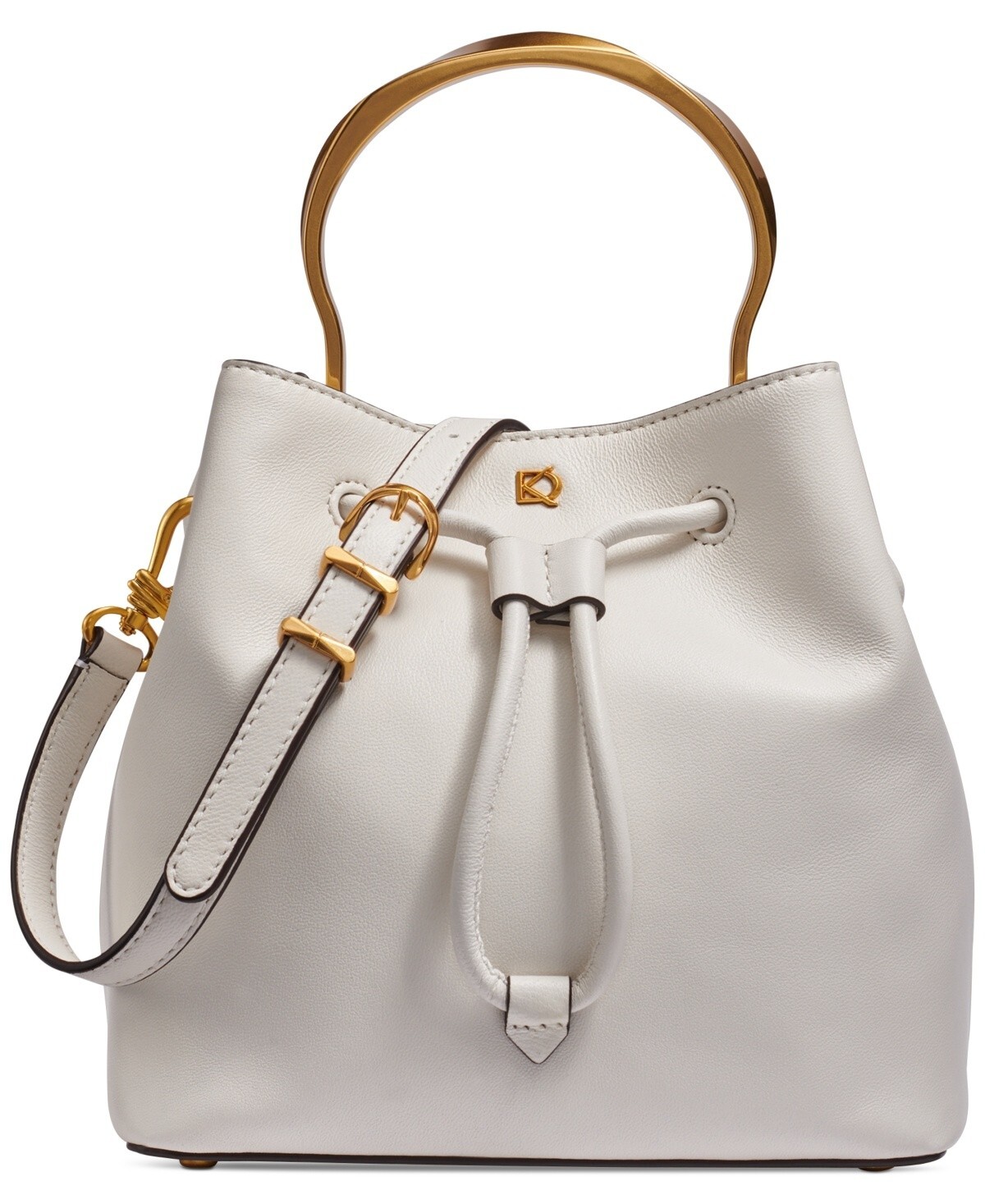 $348. Donna Karan Lawrence Top Handle Crossbody Bucket Bag Brilliant White Gold
