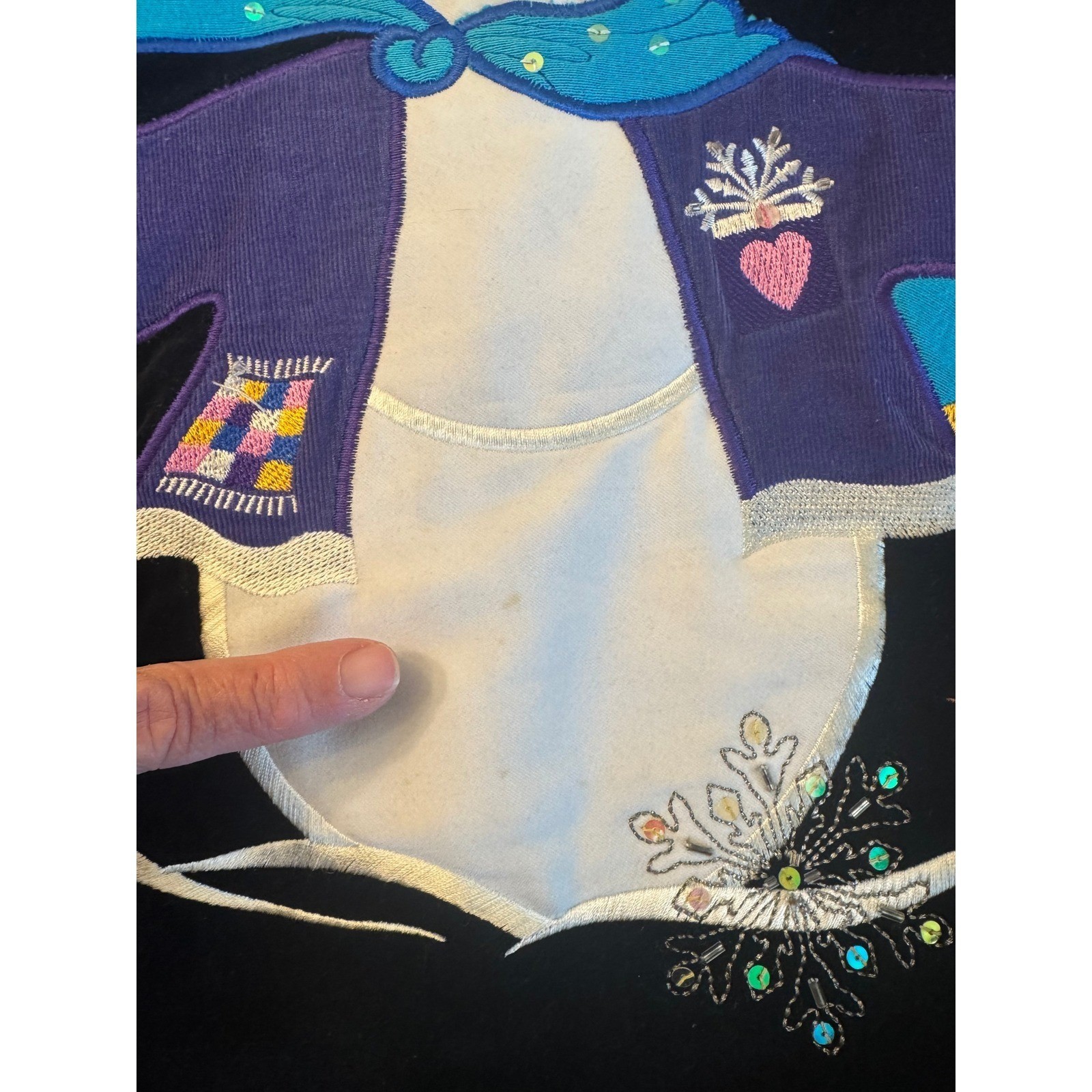 Vintage The Quacker Factory Christmas Black Velvet Shacket 2X Embroidered Button